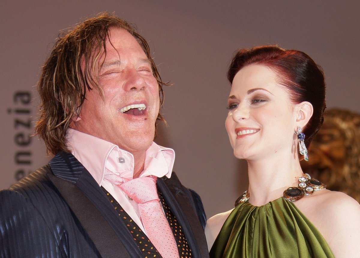 Mickey Rourke and Evan Rachel Wood laughing