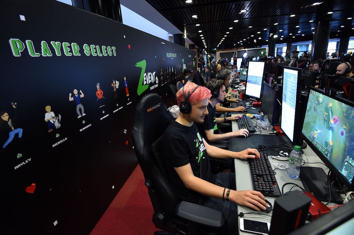 Gamers play Minecraft and other video games during the Zevent, a gaming marathon of video games for charity, in Montpellier, France, on September 20, 2019