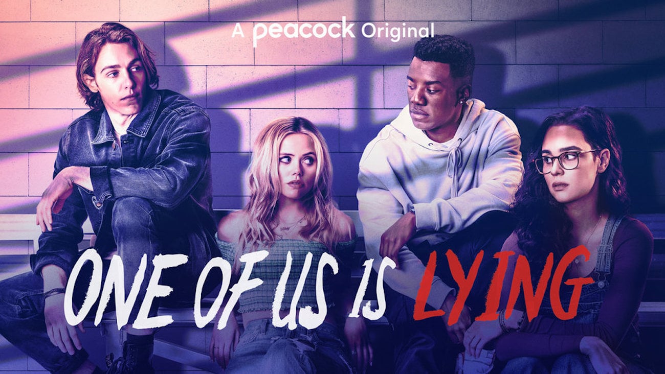 The cast of 'One of Us Is Lying' in a promotional image for the Peacock series
