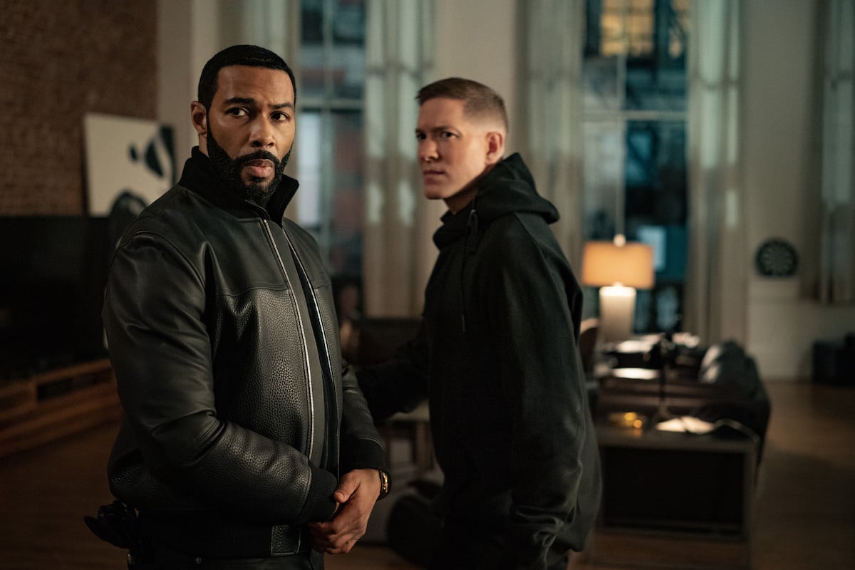 Omari Hardwick as James "Ghost" St. Patrick and Joseph Sikora as Tommy Egan glaring while wearing all black in 'Power'