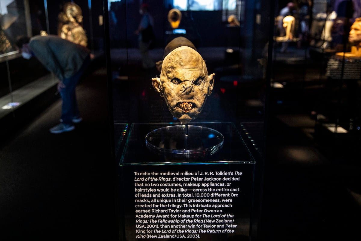 A 'The Lord of the Rings' orc mask in a museum