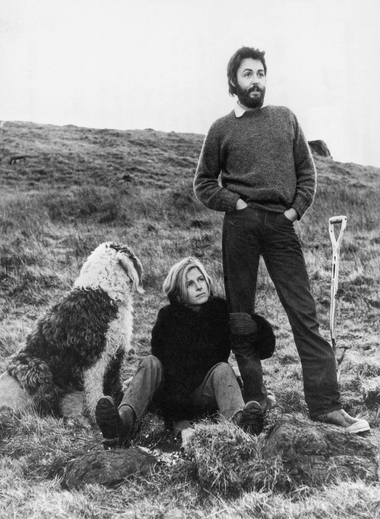 Paul McCartney and his wife Linda at their farm near Campbeltown, 1971.
