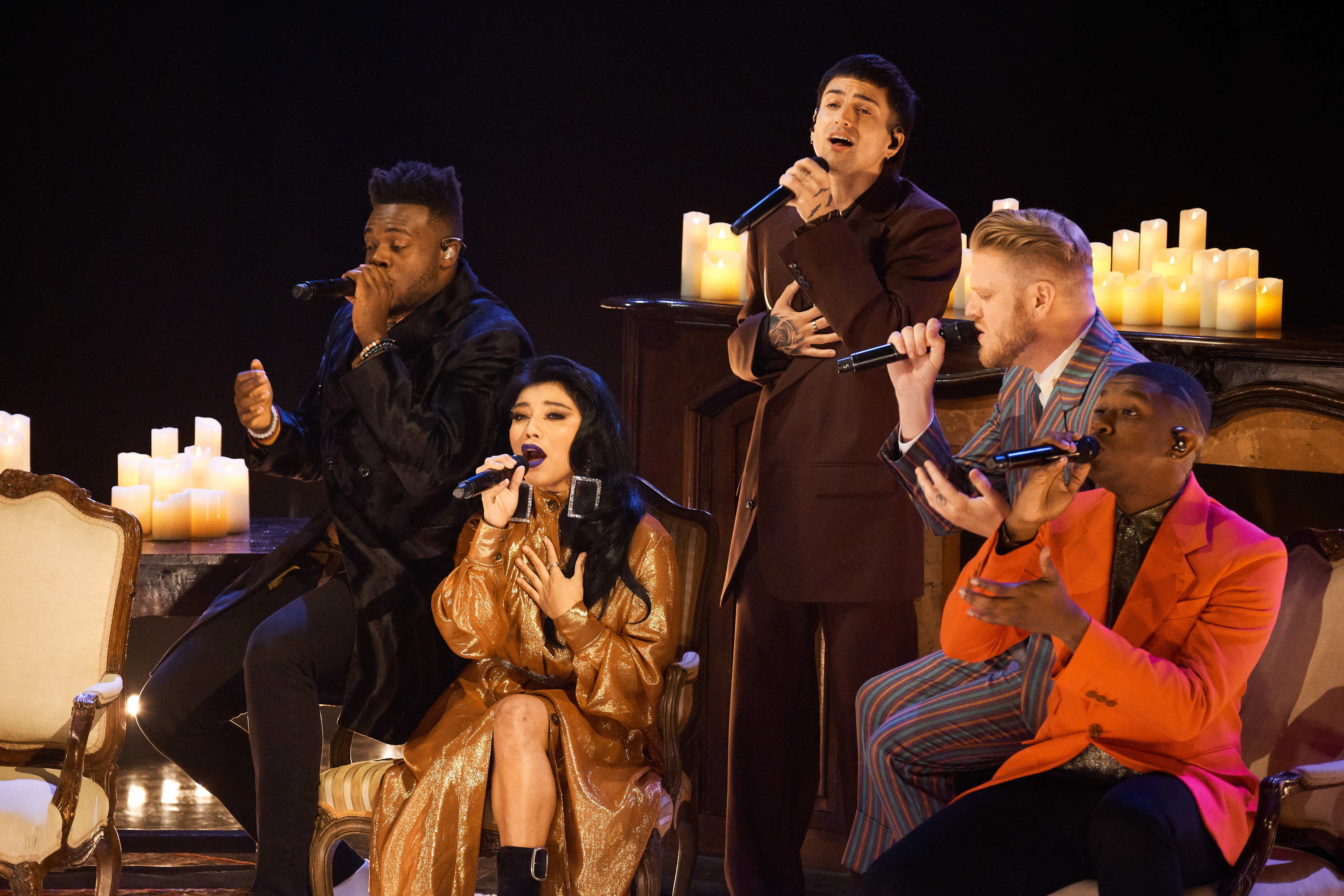 Musical guests Pentatonix performs on 'The Late Late Show with James Corden'