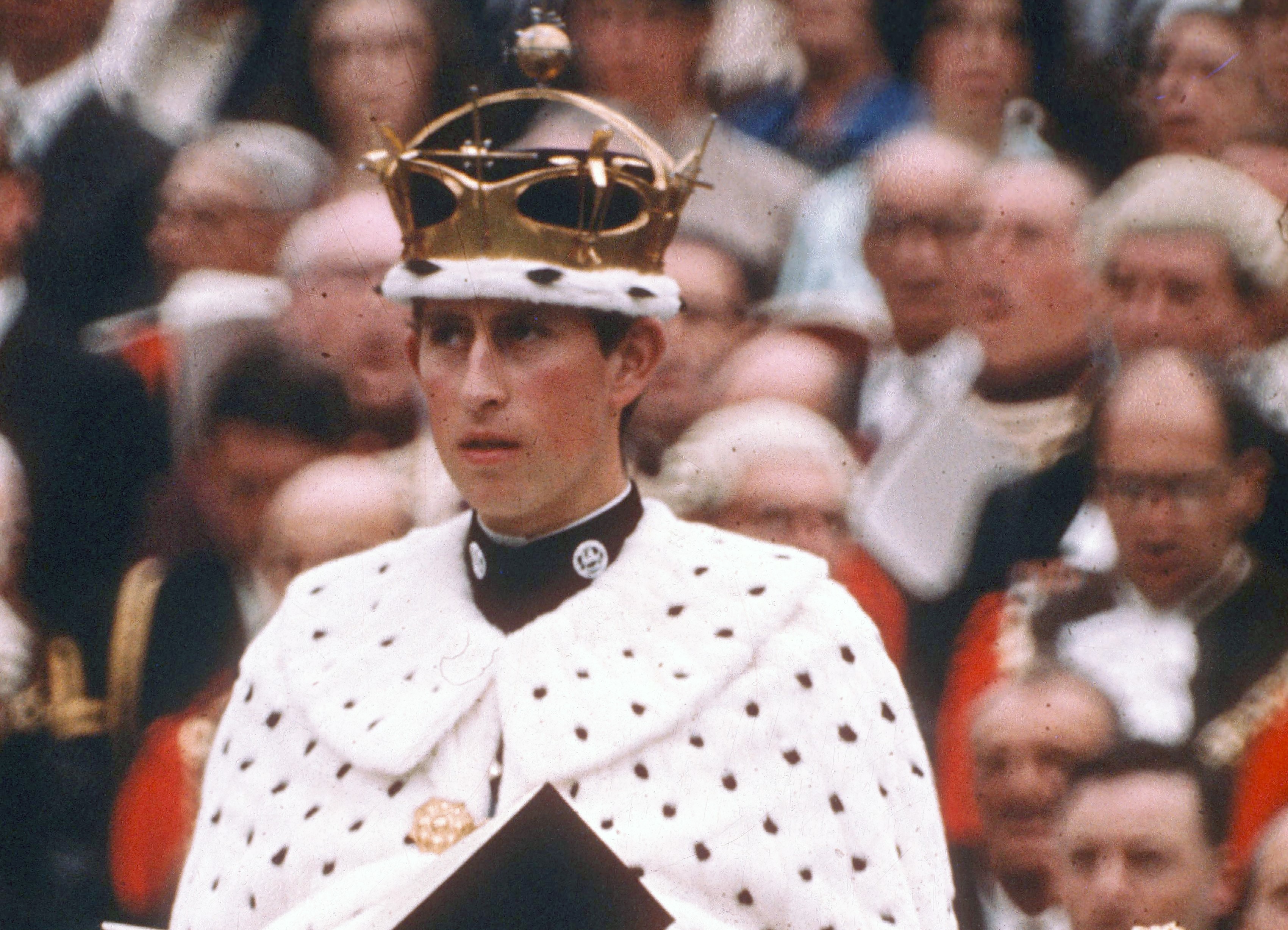 Prince Charles in his investiture robes at Caernarvon Castle on July 1, 1969