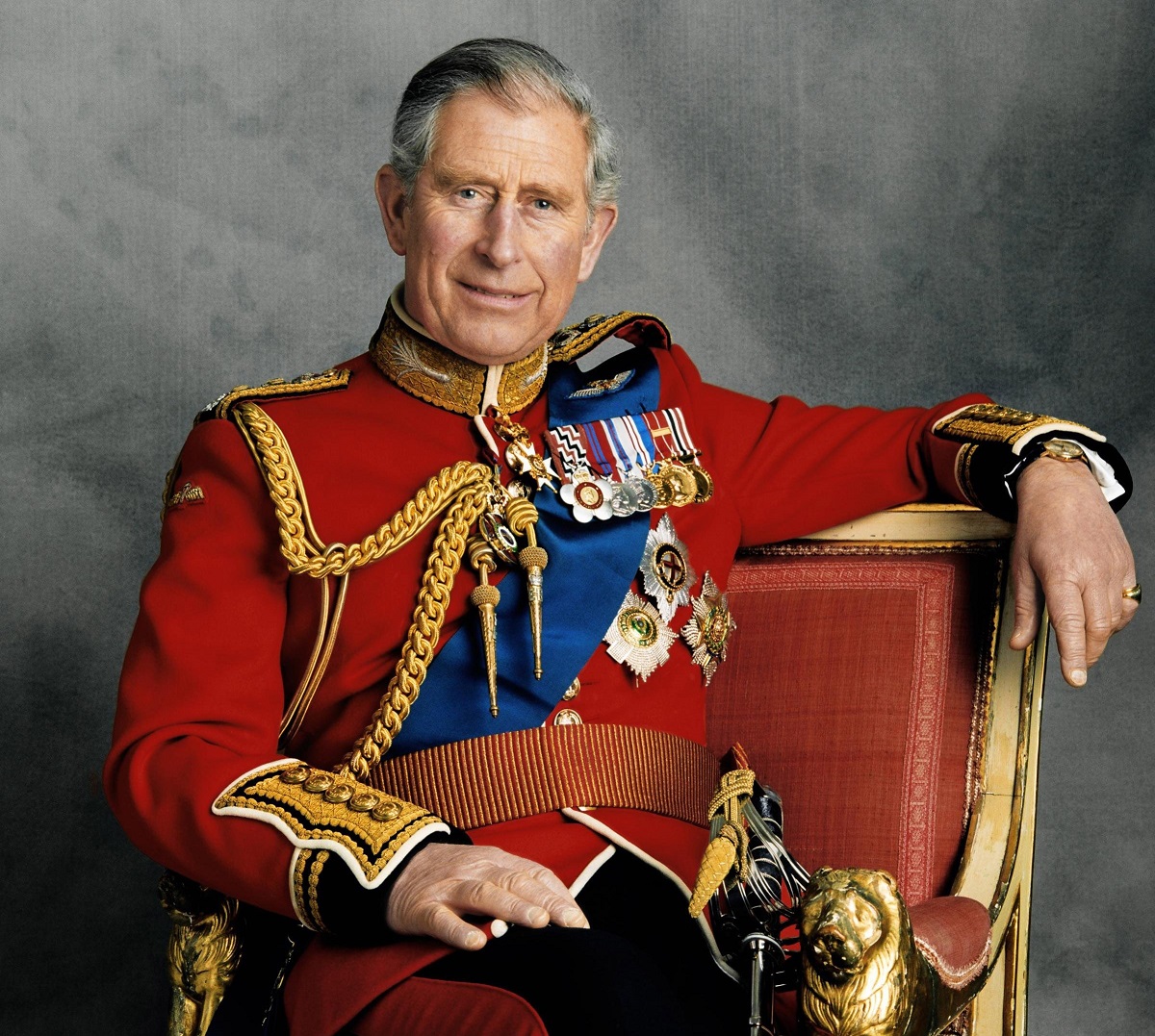 Prince Charles posing for an official portrait to mark his birthday
