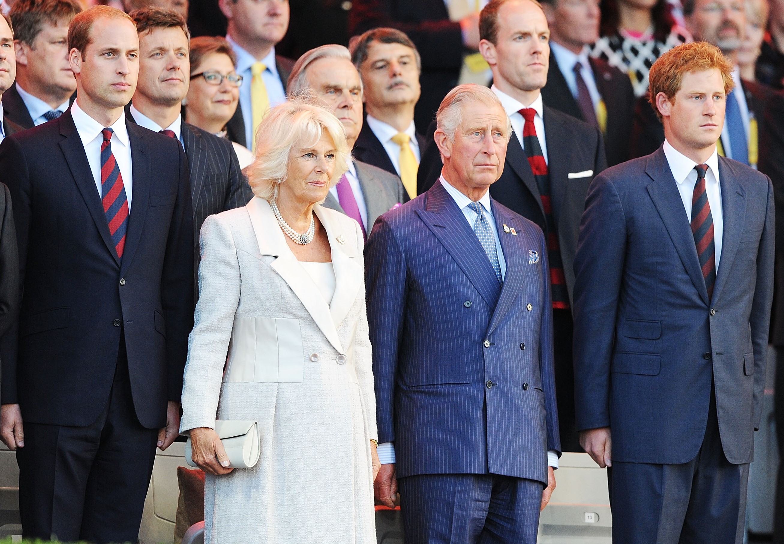 Prince William, Camilla Parker Bowles, Prince Charles, and Prince Harry at an Opening Ceremony for the Invictus Games