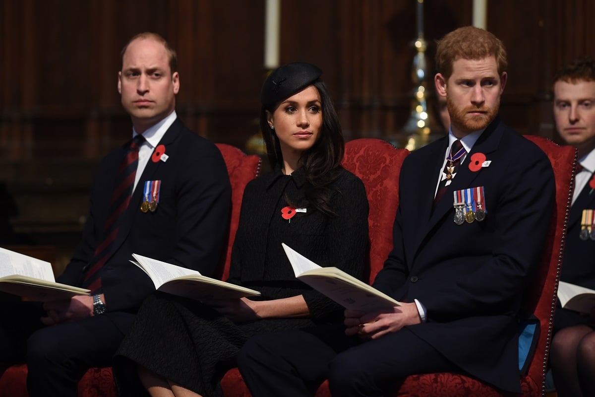 Prince William, Duke of Cambridge, Meghan Markle and Prince Harry attend an Anzac Day service at Westminster Abbey