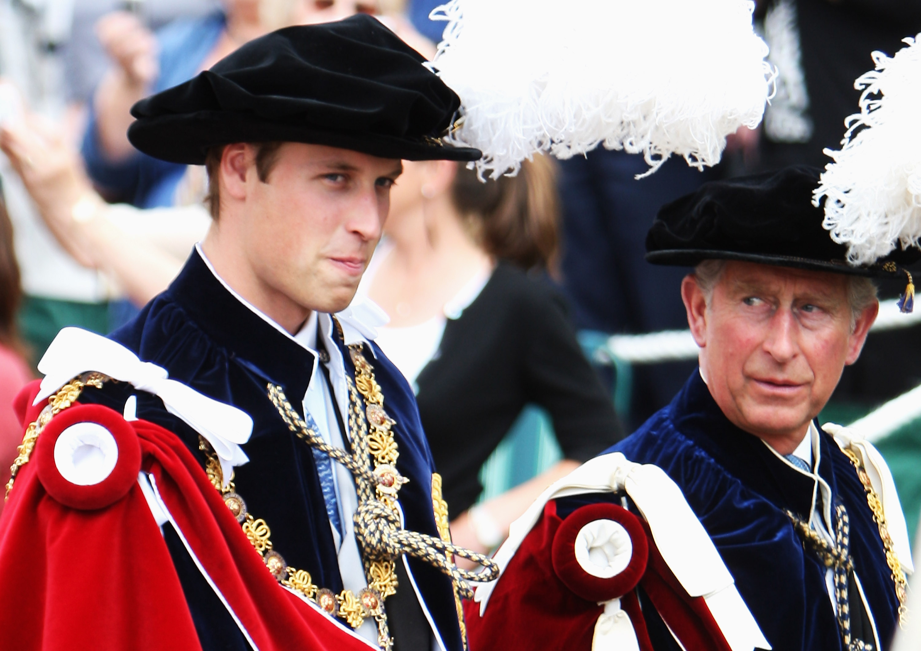 Prince William photographed next to Prince Charles as they walk to St. George's Chapel on Garter Day
