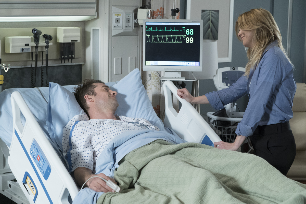 Grey’s Anatomy Scott Speedman and Ellen Pompeo in a still from season 14
