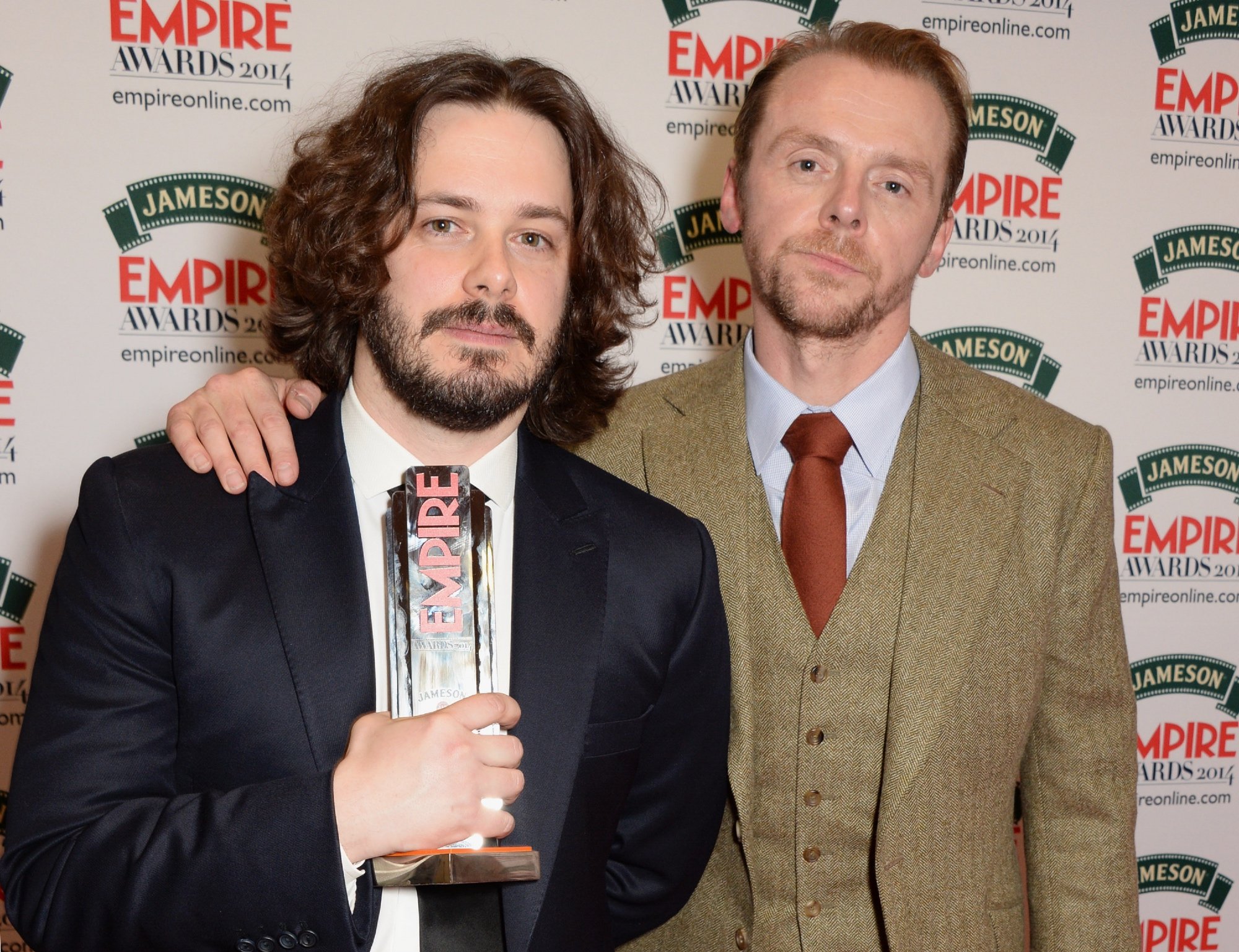 'Shaun of the Dead' Edgar Wright and Simon Pegg at the Jameson Empire Awards holding their award