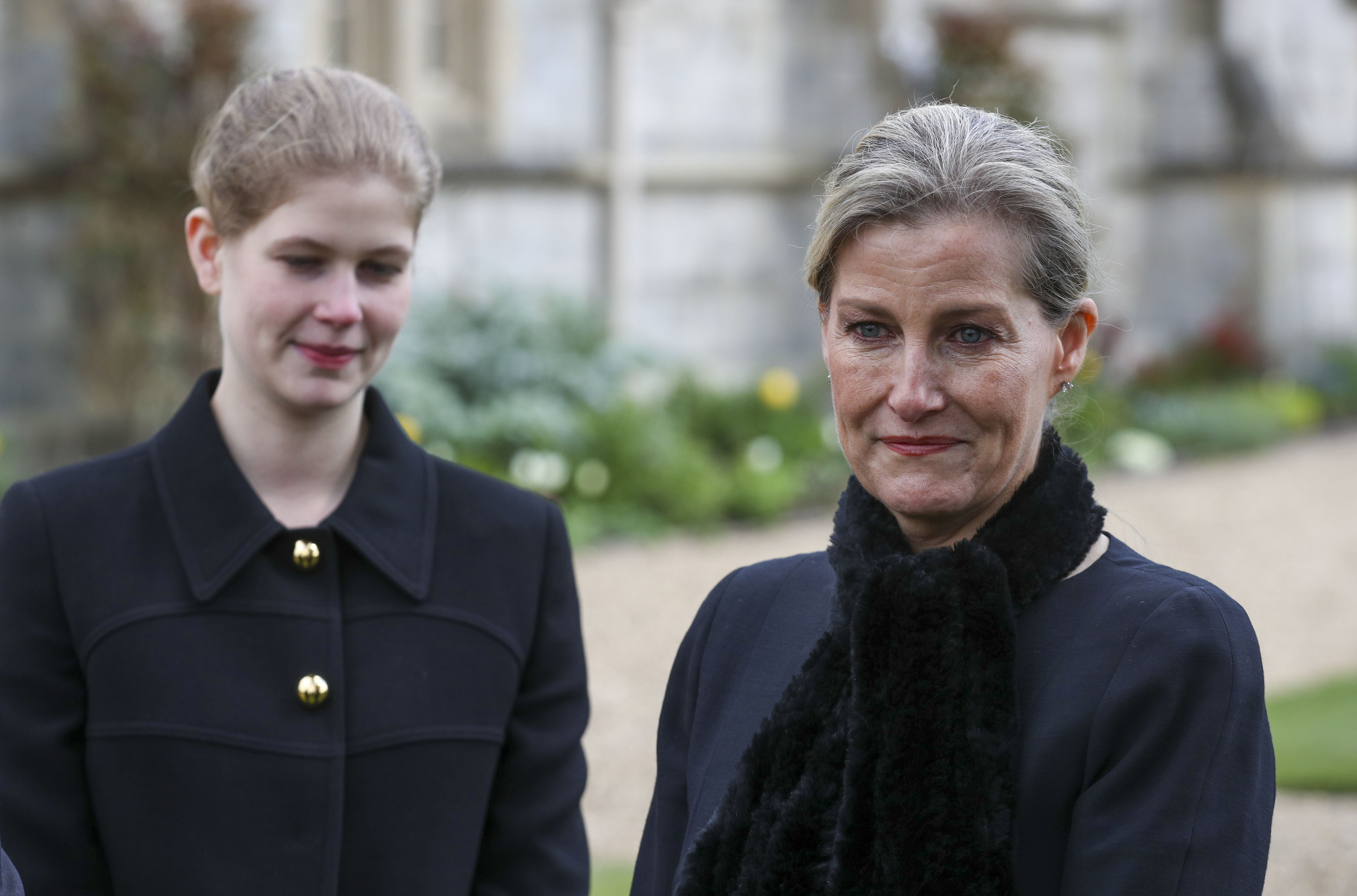 Sophie, Countess of Wessex and daughter Lady Louise Windsor attend Sunday Service at the Royal Chapel of All Saints following Prince Philip's death