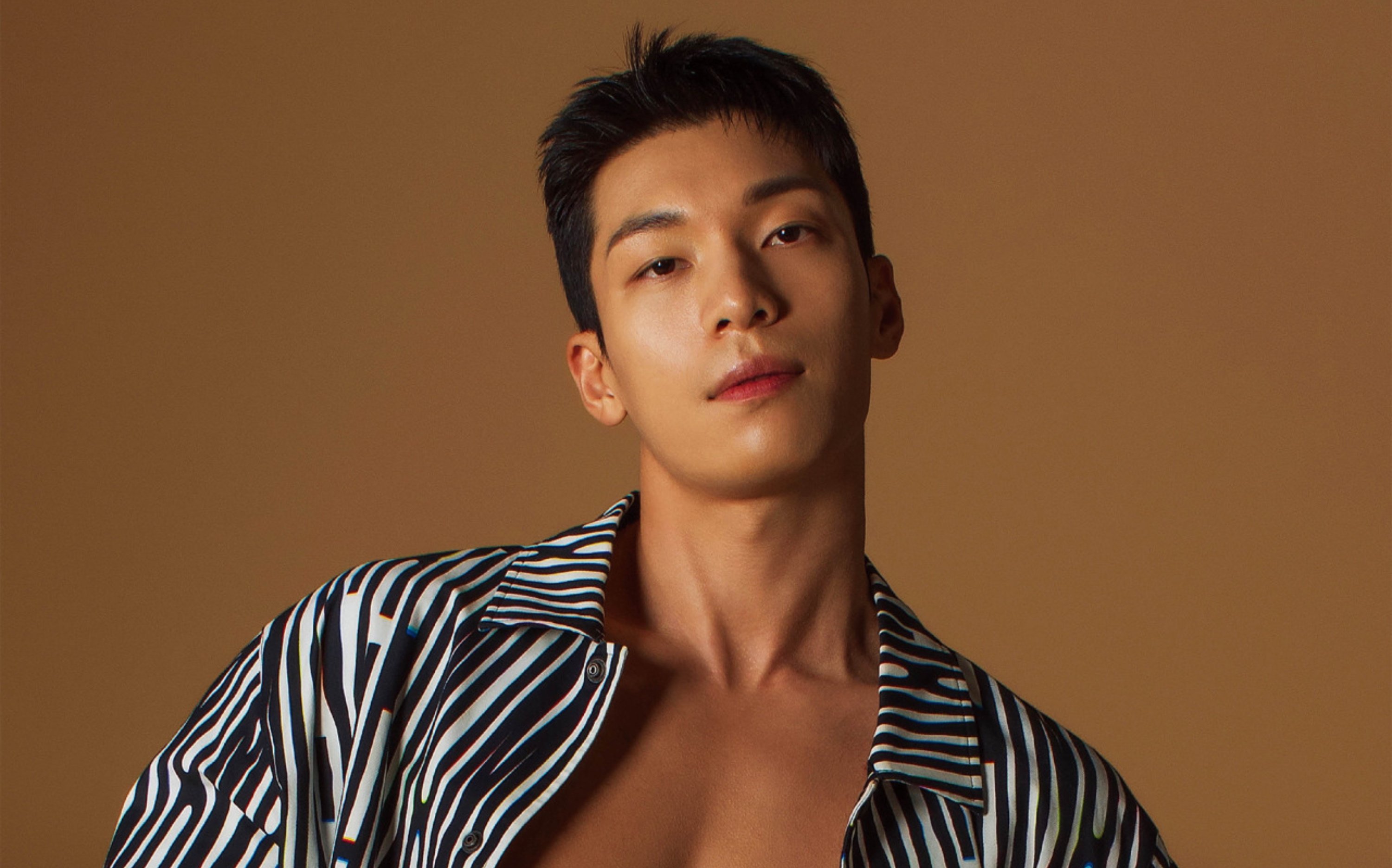 'Squid Game' actor Wi Ha-Joon for 'Men's Health Korea' wearing opened patterned shirt