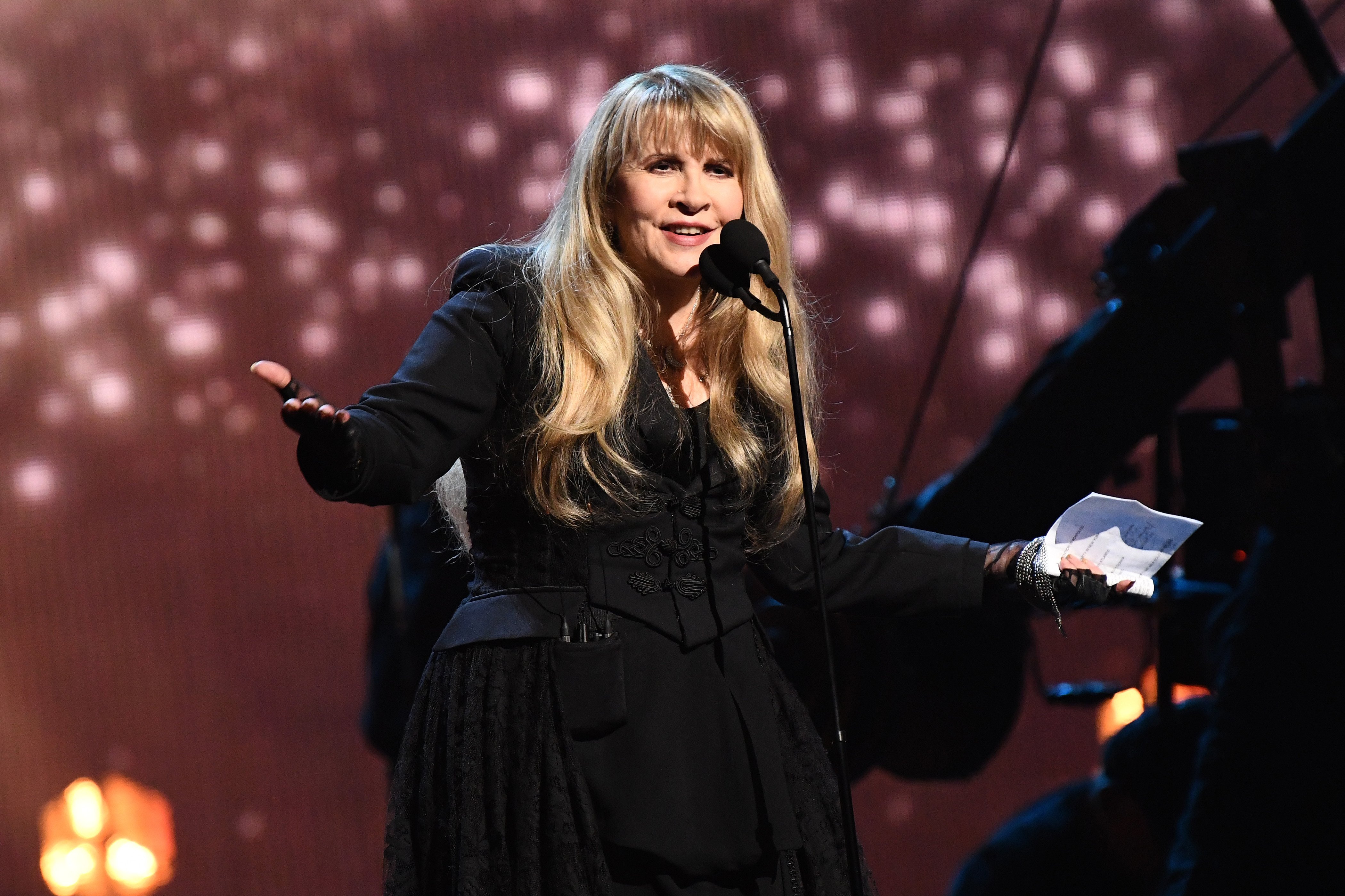 Inductee Stevie Nicks speaks onstage at the 2019 Rock & Roll Hall Of Fame Induction Ceremony