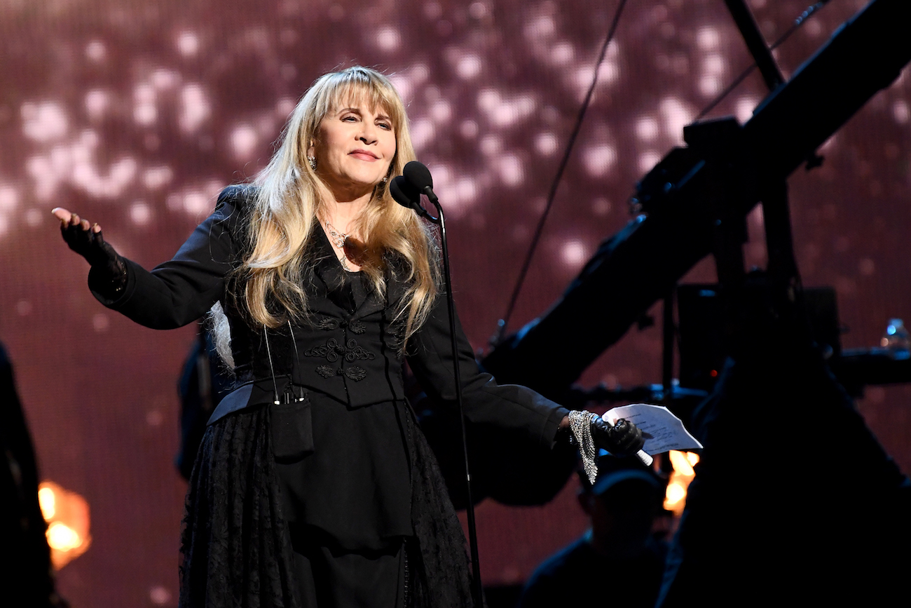 Stevie Nicks speaking at her second Rock & Roll Hall of Fame induction ceremony, 2019.