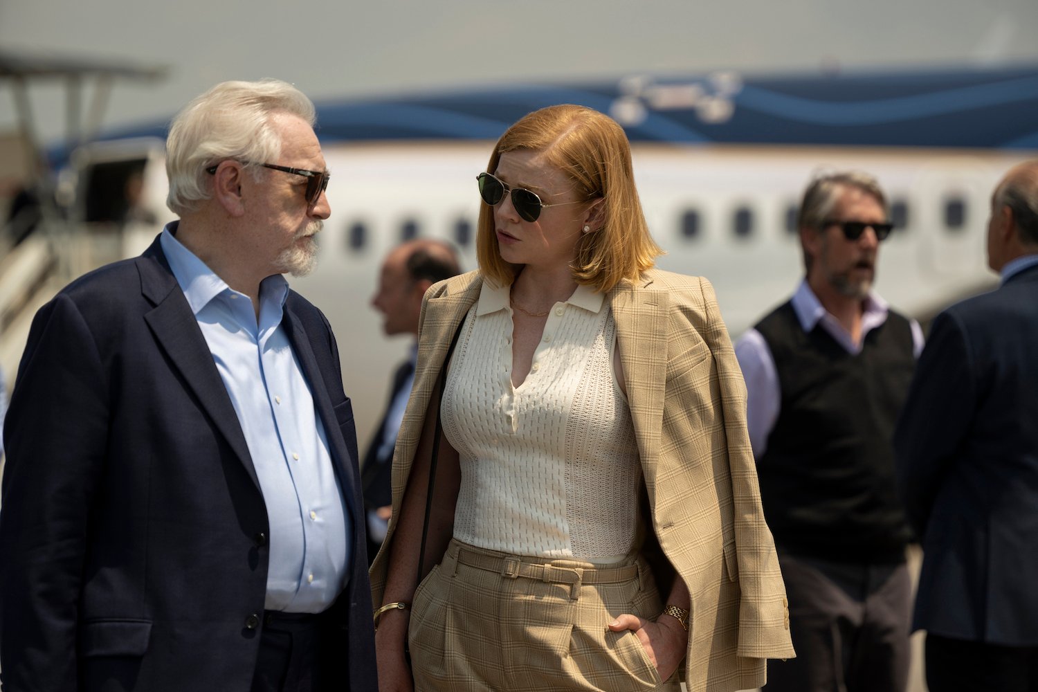 Succession Season 3: Brian Cox talks with Sarah Snook on a runway