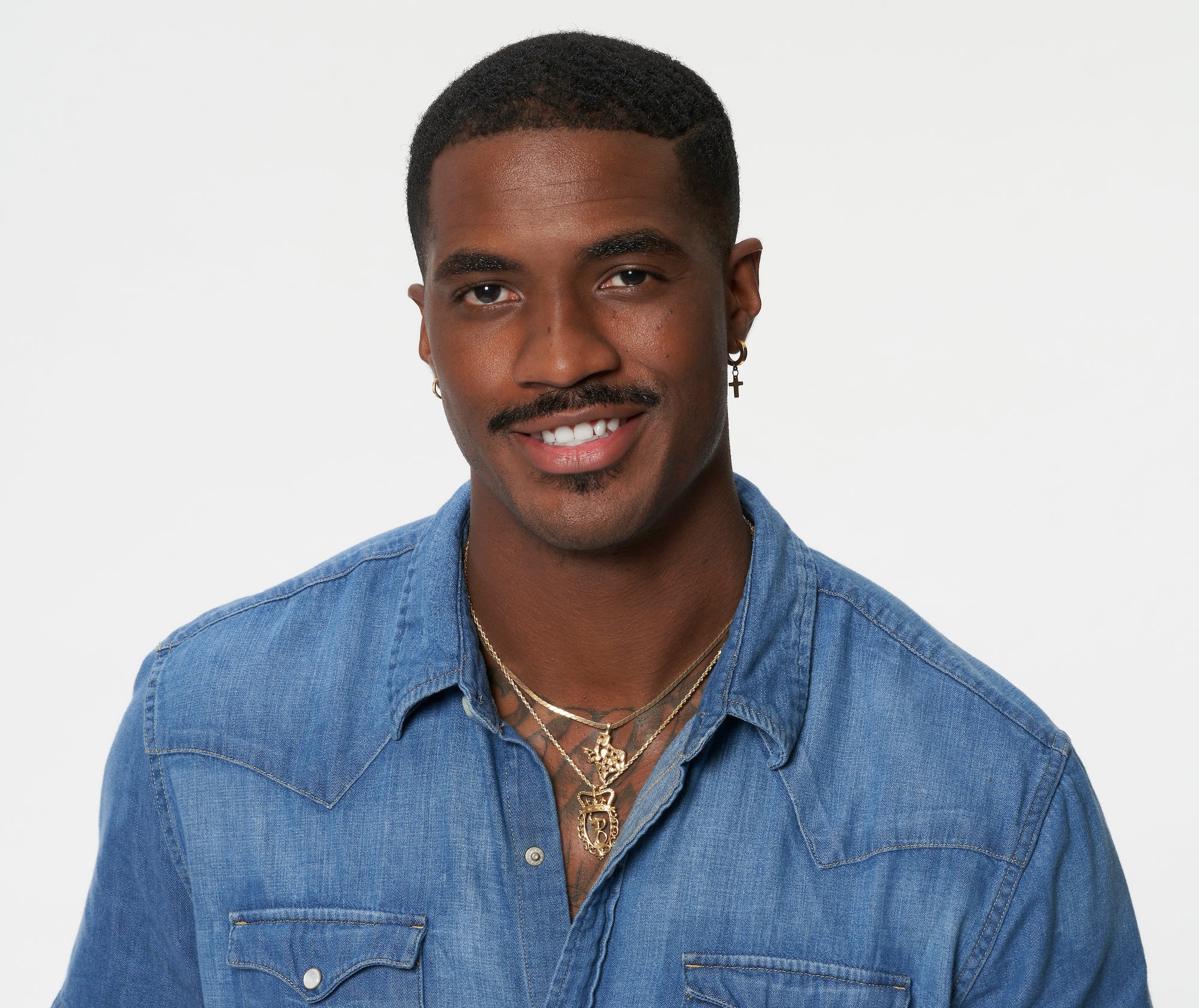 PJ Henderson in a blue shirt. PJ is one of the suitors on Michelle Young's season of 'The Bachelorette.'