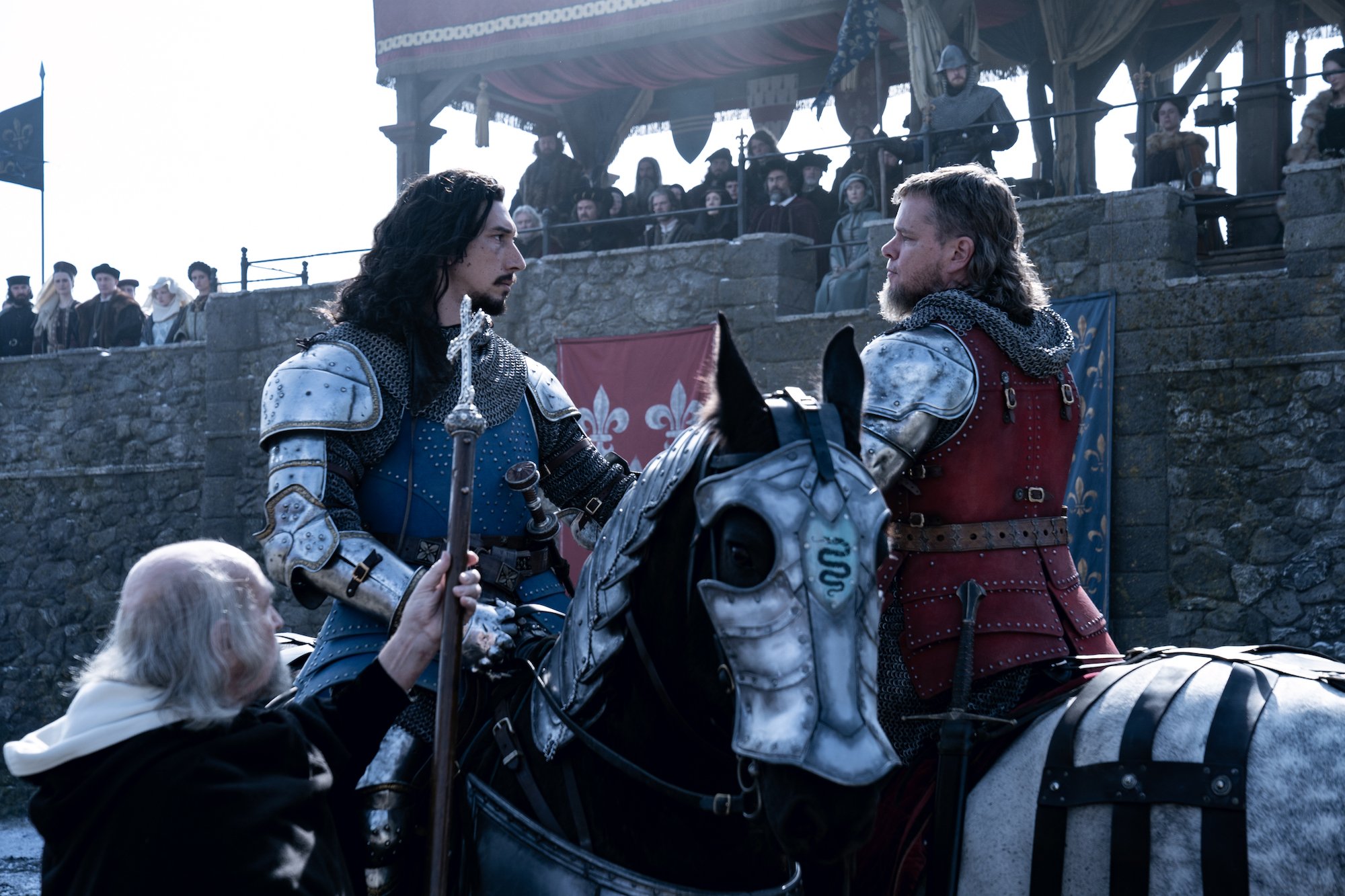 The Last Duel: Adam Driver and Matt Damon face off on horseback