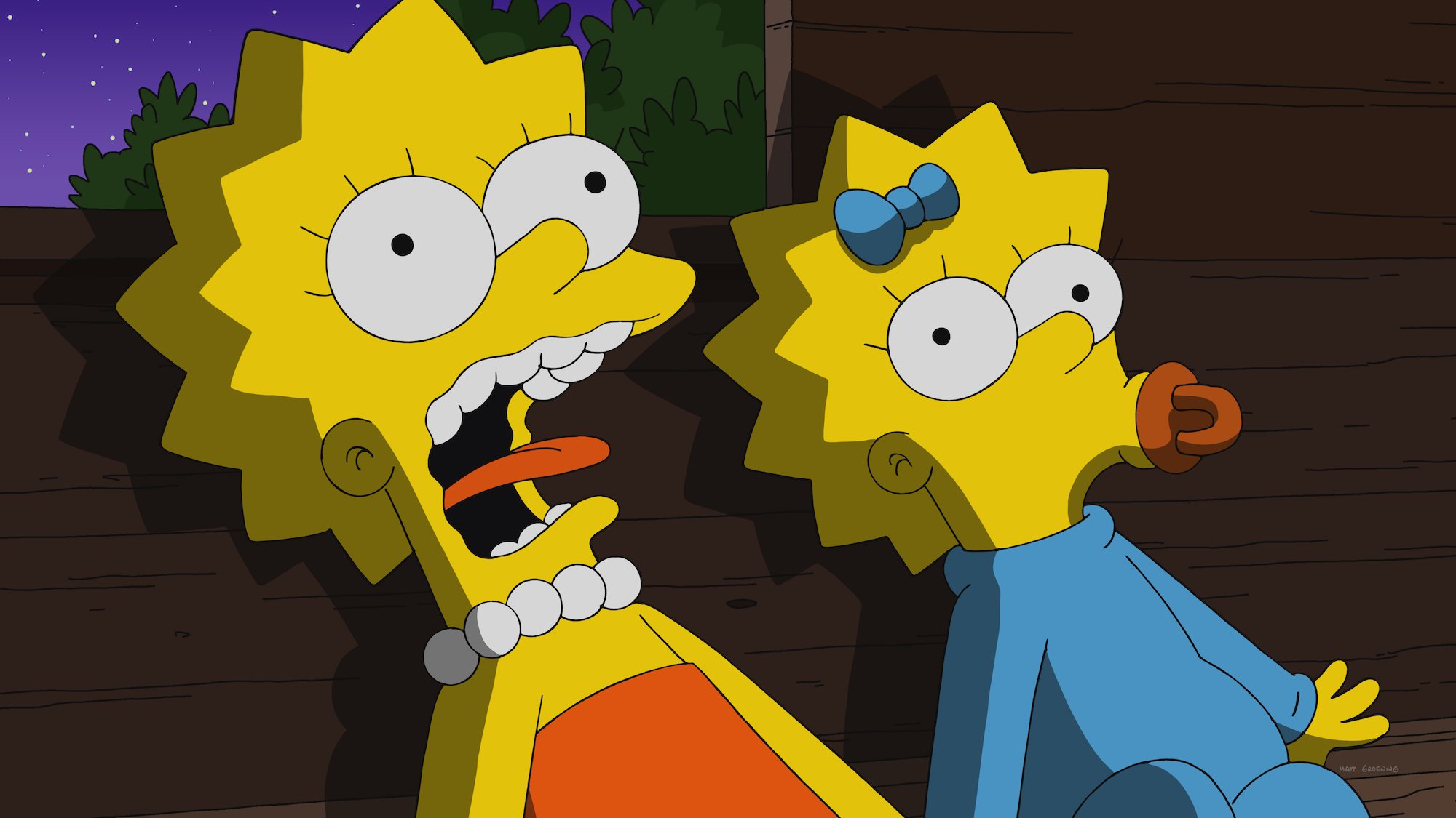 The Simpsons: Lisa and Maggie scream in Treehouse of Horror XXXII