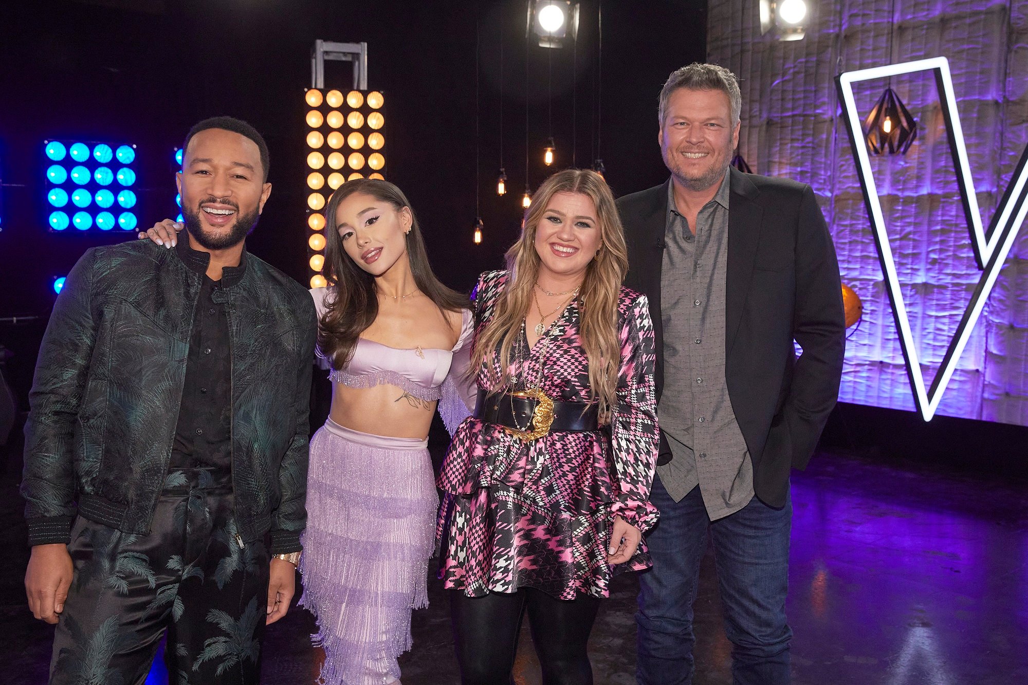 The Voice Season 21 Judges John Legend, Ariana Grande, Kelly Clarkson, and Blake Shelton
