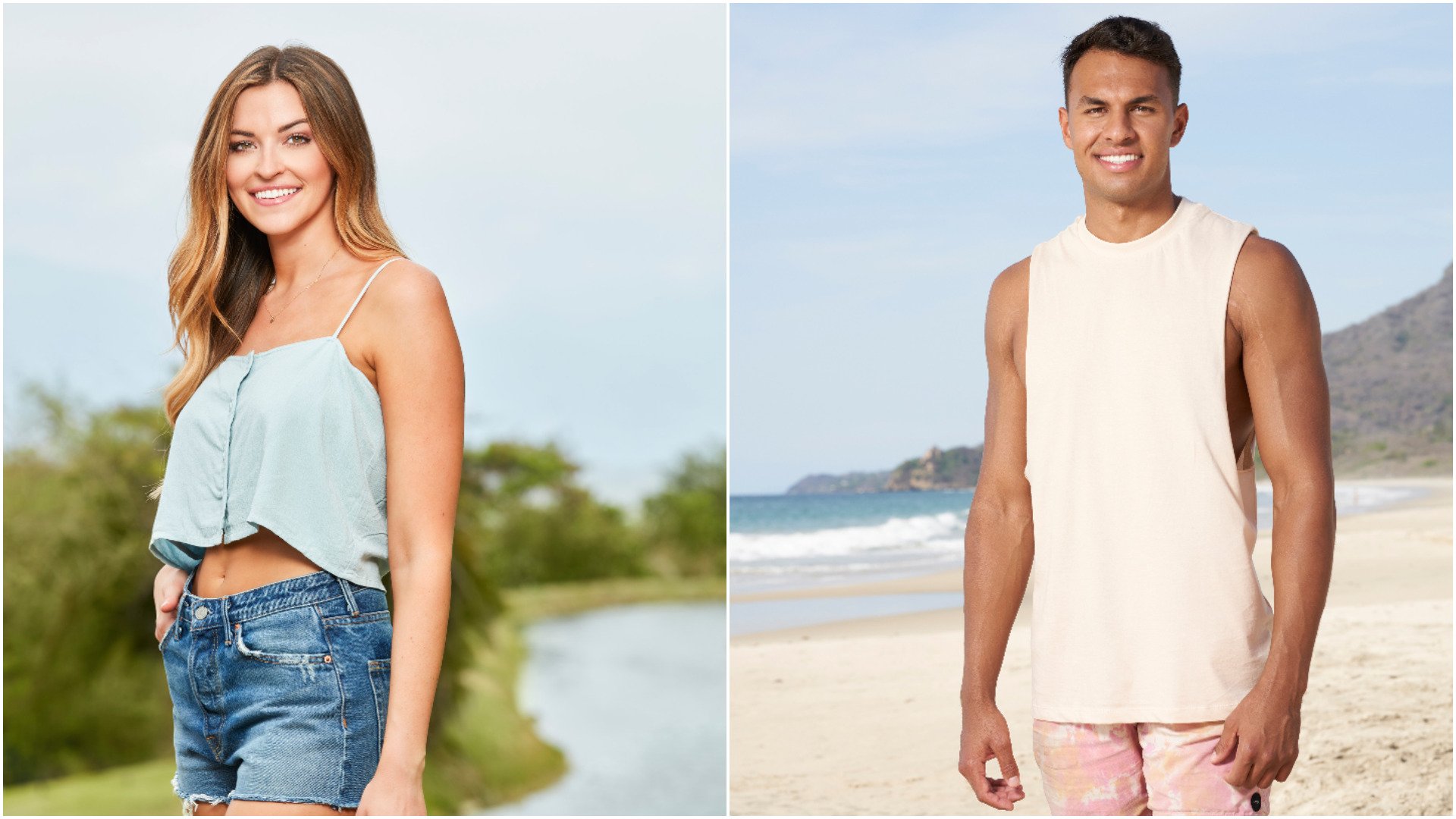 Headshots of Tia Booth and Aaron Clancy from ‘Bachelor in Paradise’ 2021