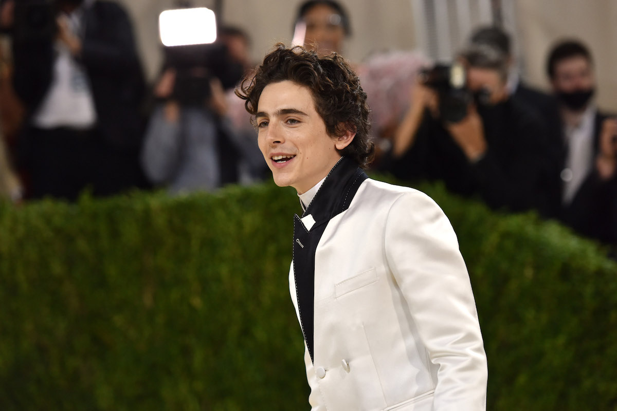 Timothée Chalamet of Dune in a white suit