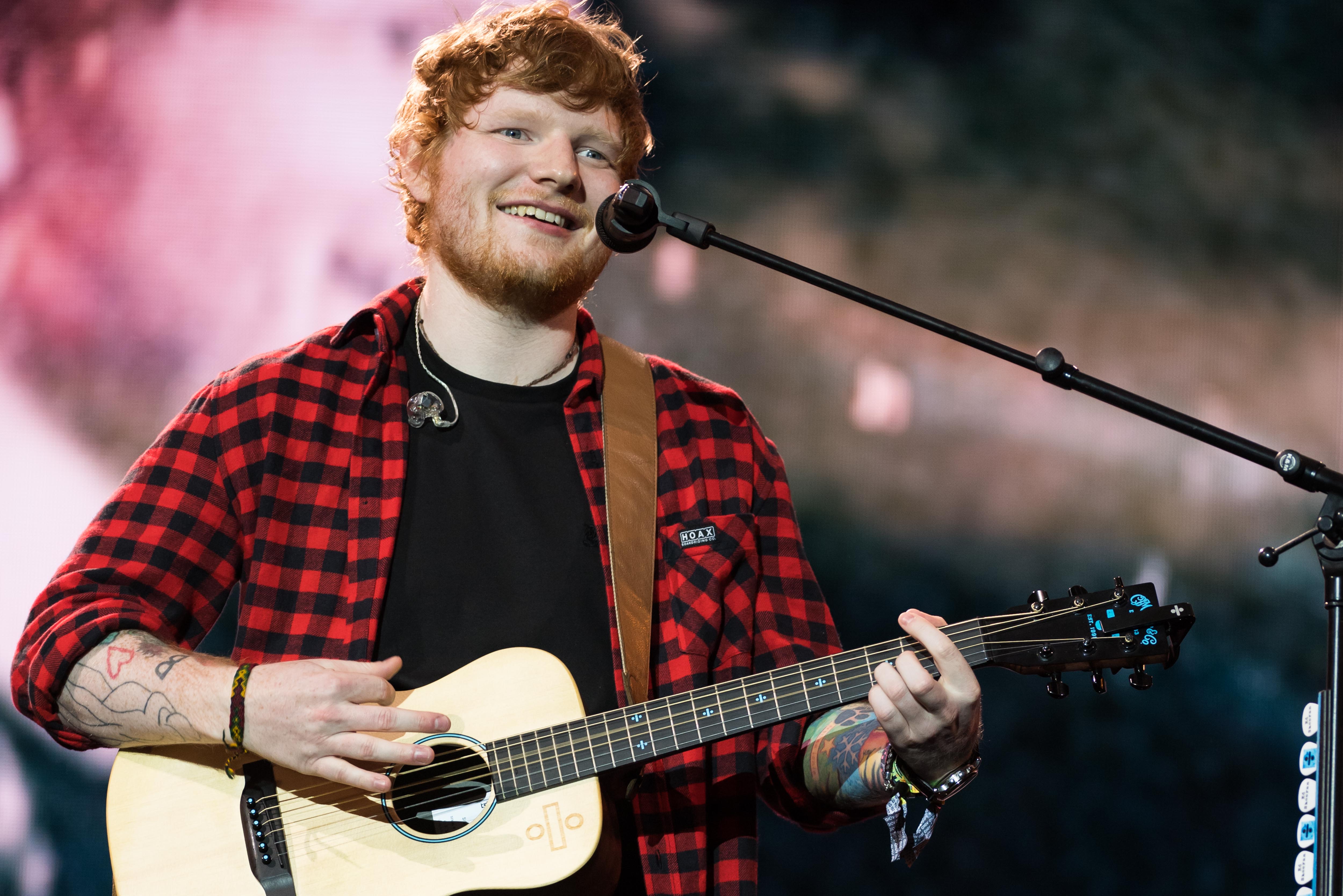 Ed Sheeran headlines on the Pyramid Stage during day 4 of the Glastonbury Festival 2017