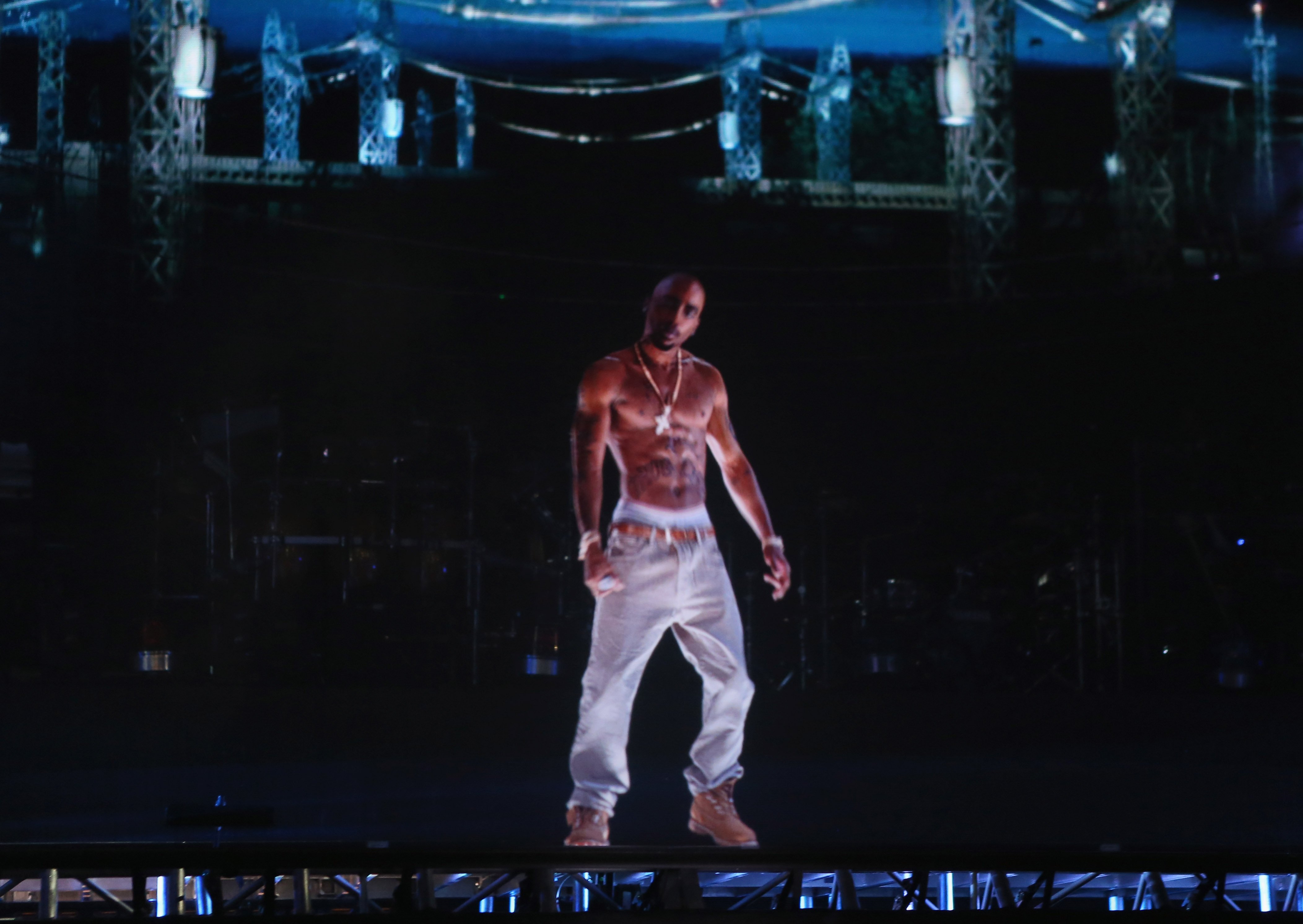 Tupac Shakur hologram onstage at Coachella