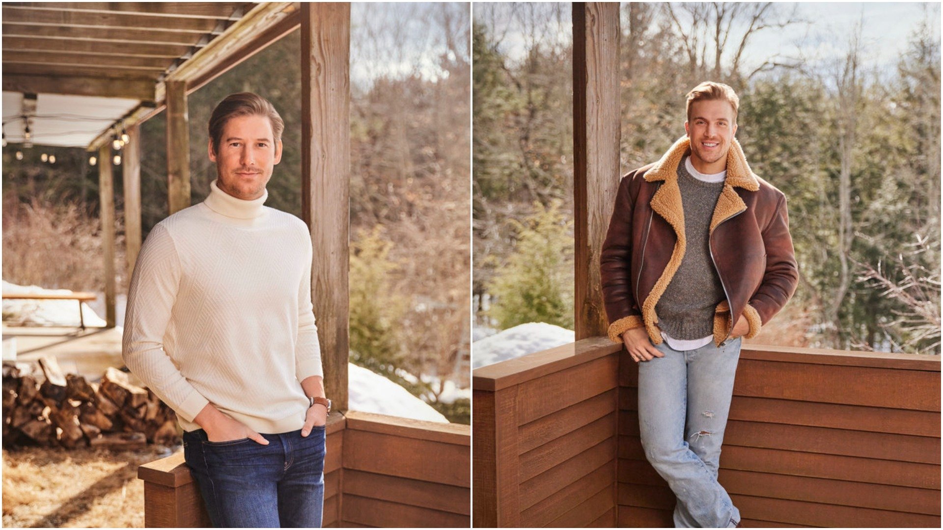 Austen Kroll and Luke Gulbranson pose for 'Winter House' promotional shots.