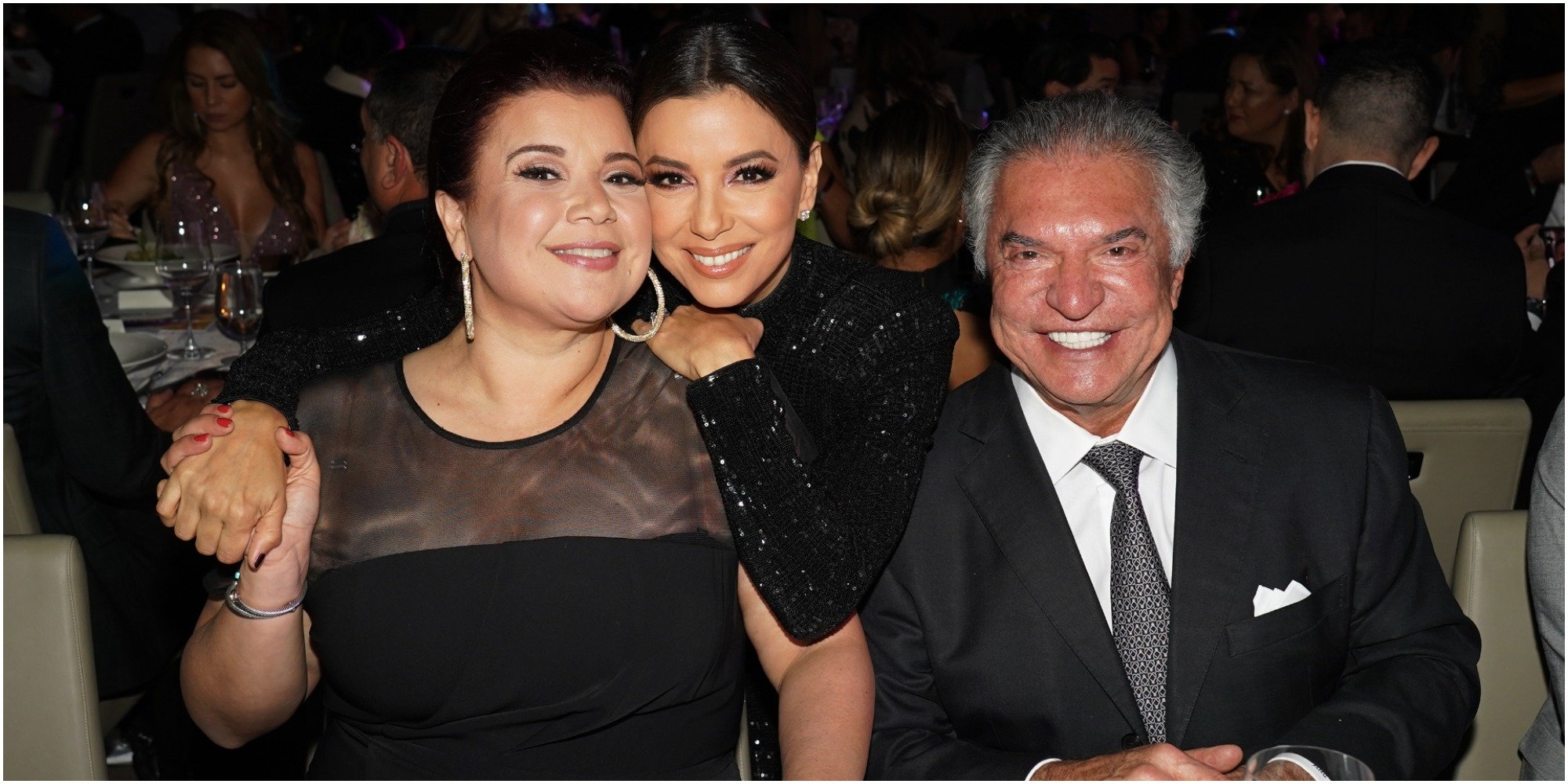 Ana Navarro, Eva Longoria and Al Cardenas pose at a celebrity event.