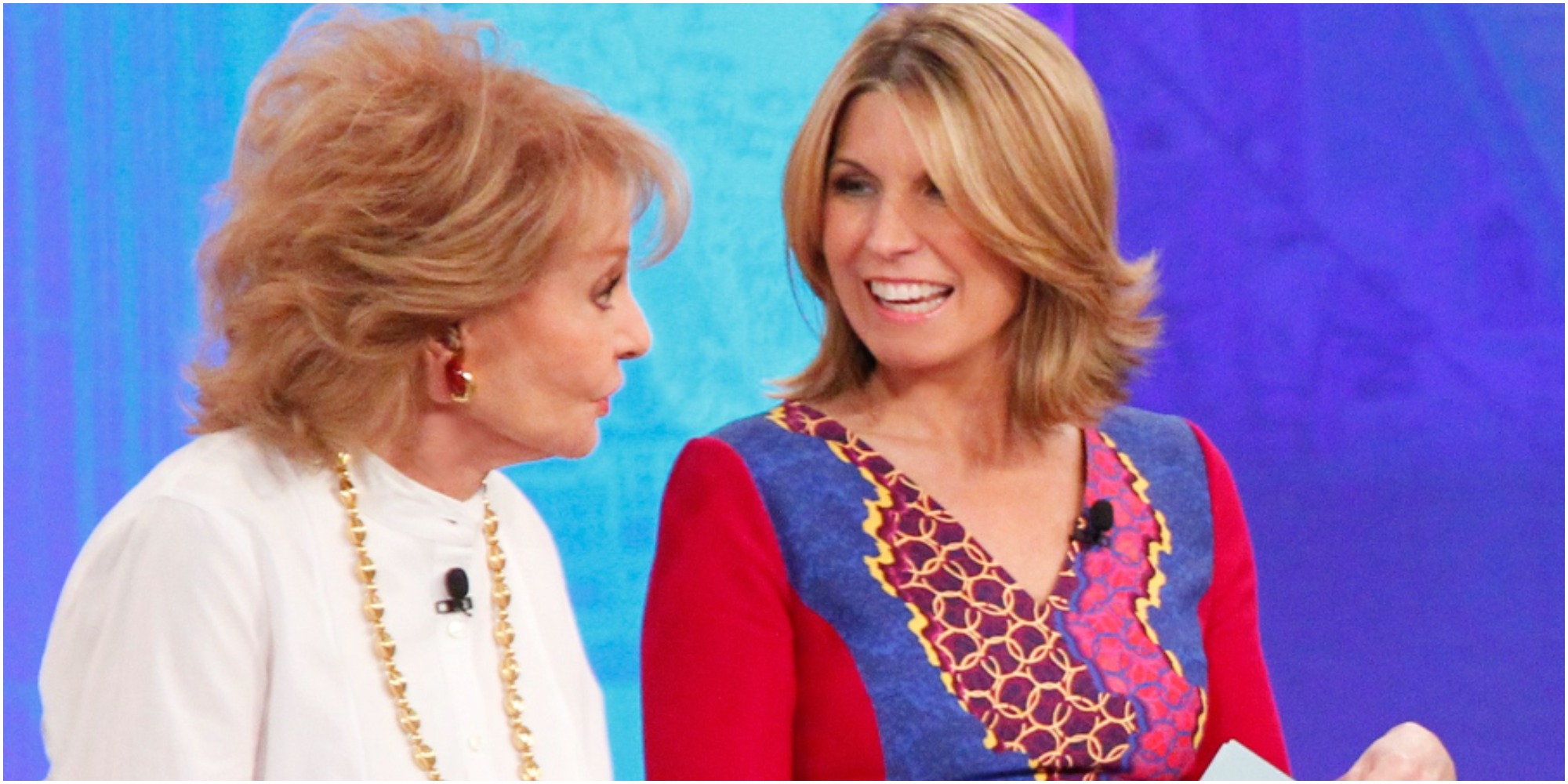 Barbara Walters and Nicolle Wallace on the set of " The View."