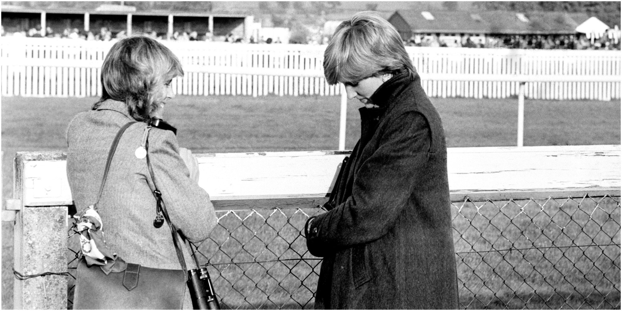 Camilla Parker Bowles and Princess Diana at the Amateur Riders Handicap Steeplechase in which the Prince was competing.
