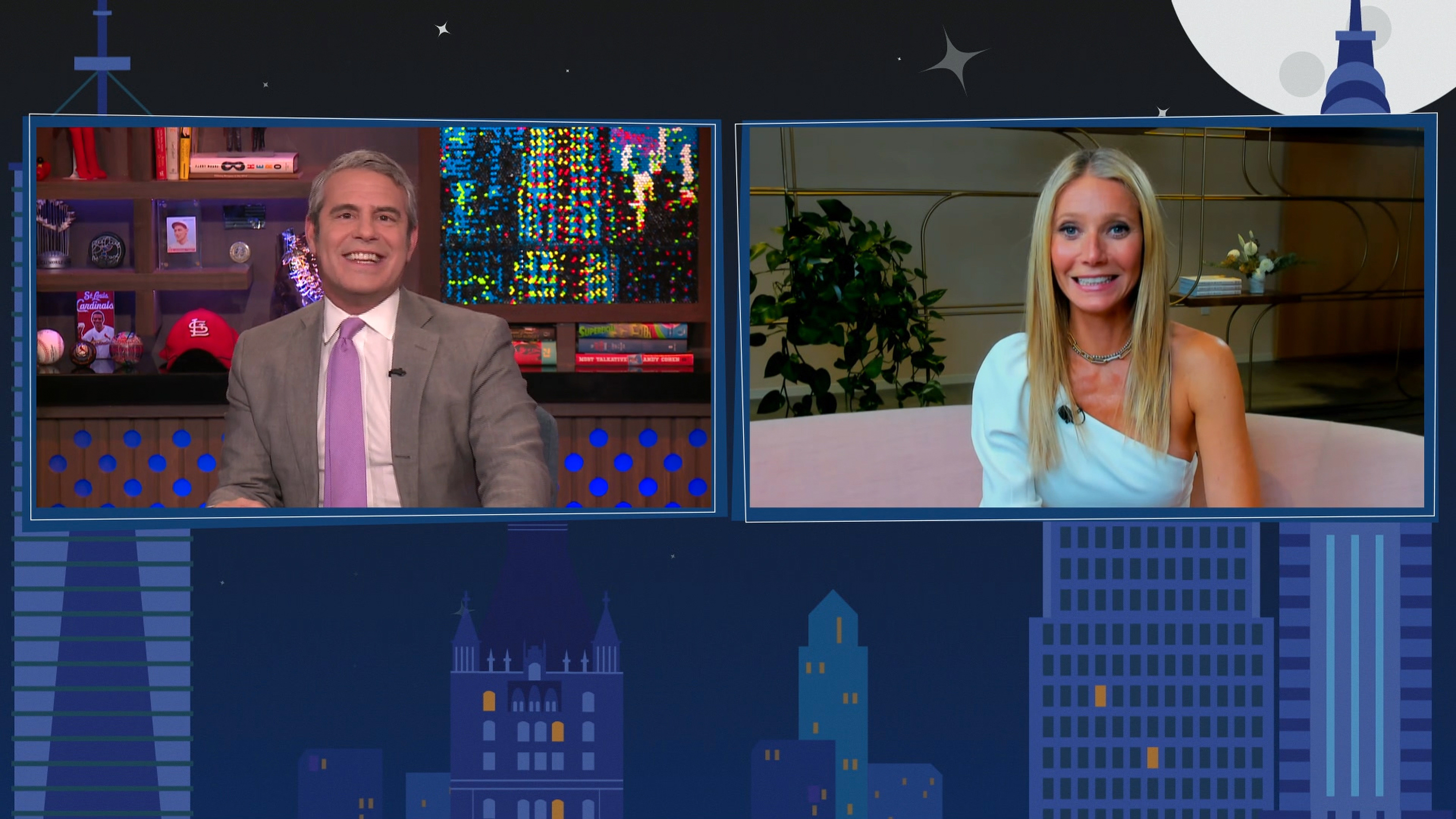 Andy Cohen interviewing Gwyneth Paltrow on Watch What Happens Live