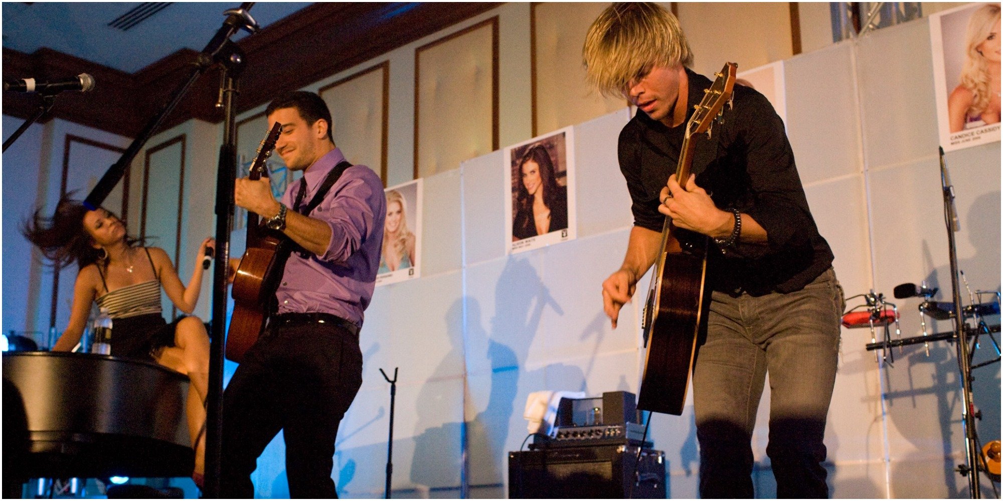 Mark Ballas and Derek Hough play guitar together.