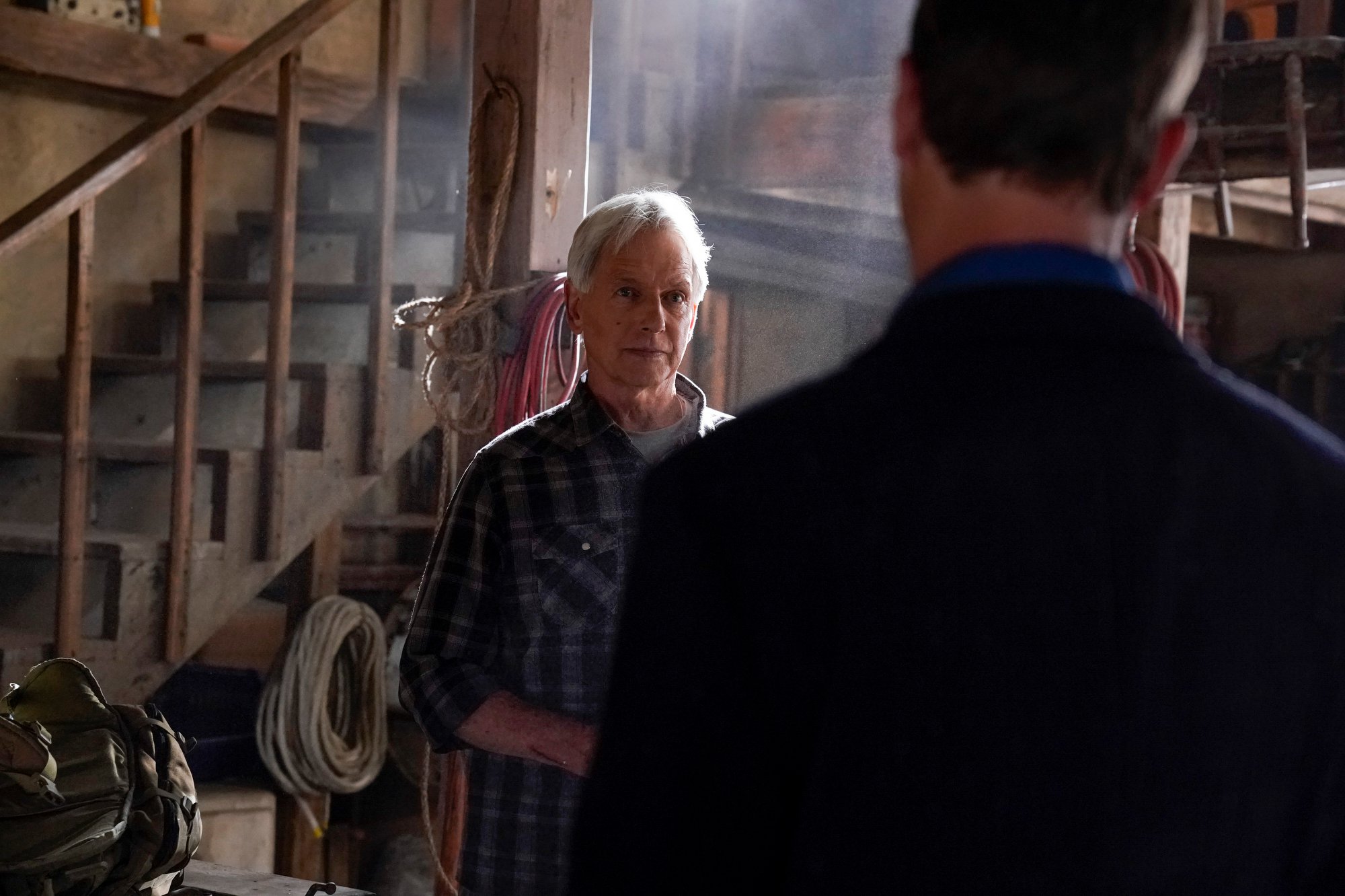 Mark Harmon plays Gibbs and he stands in his basement on NCIS