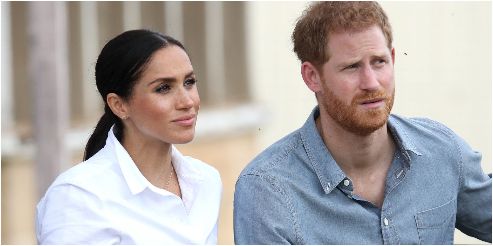 Meghan Markle and Prince Harry look on