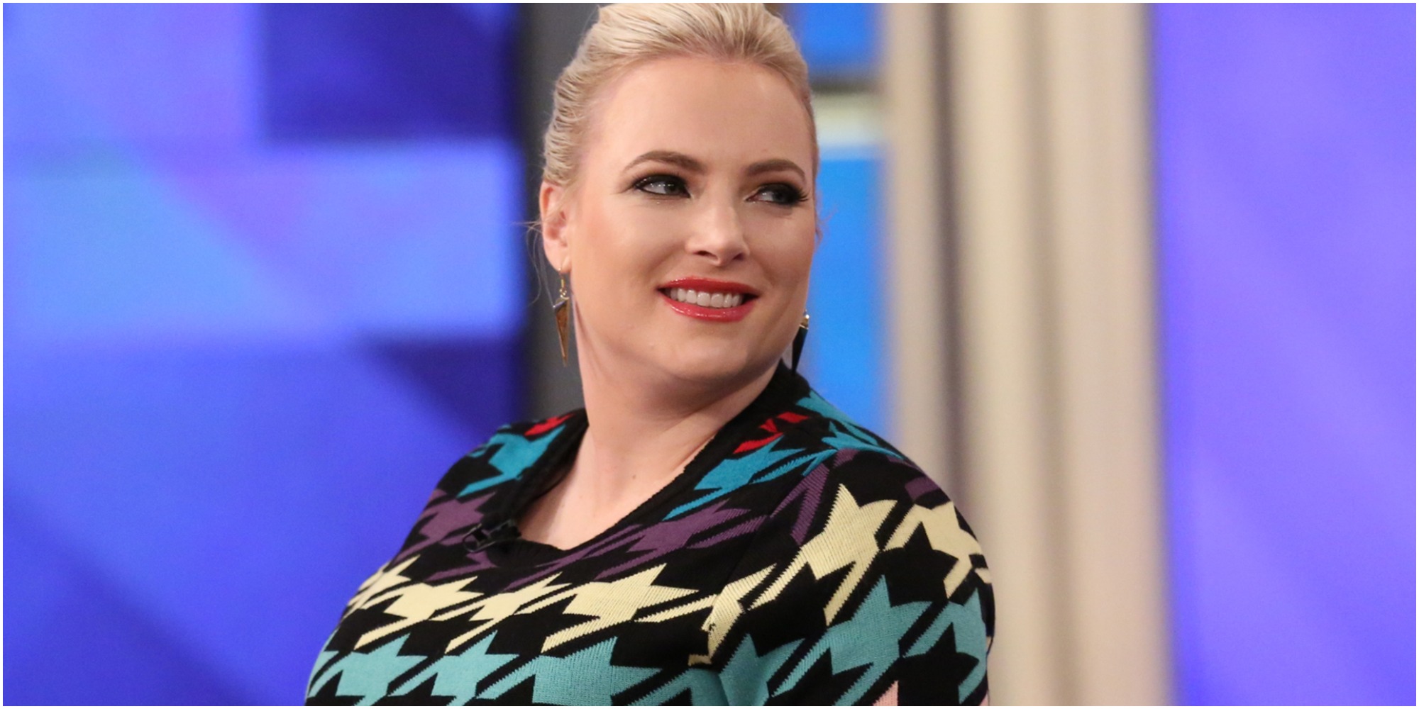 Meghan McCain wears a colorful sweater on the set of "The View."