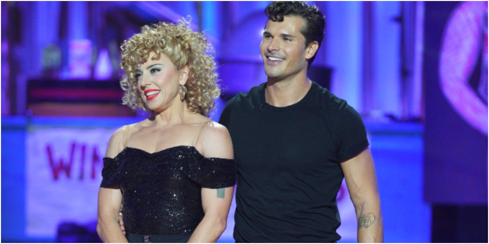 Mel C and Gleb Savenchko stand in front of the "DWTS" judges.