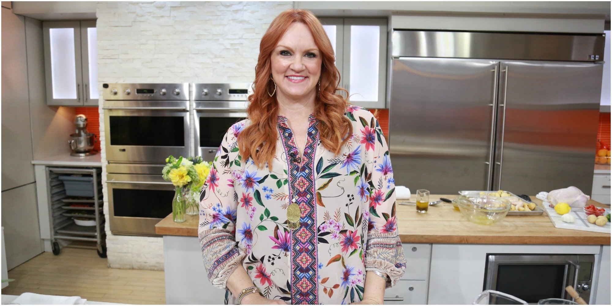 Ree Drummond on the set of a cooking segment.