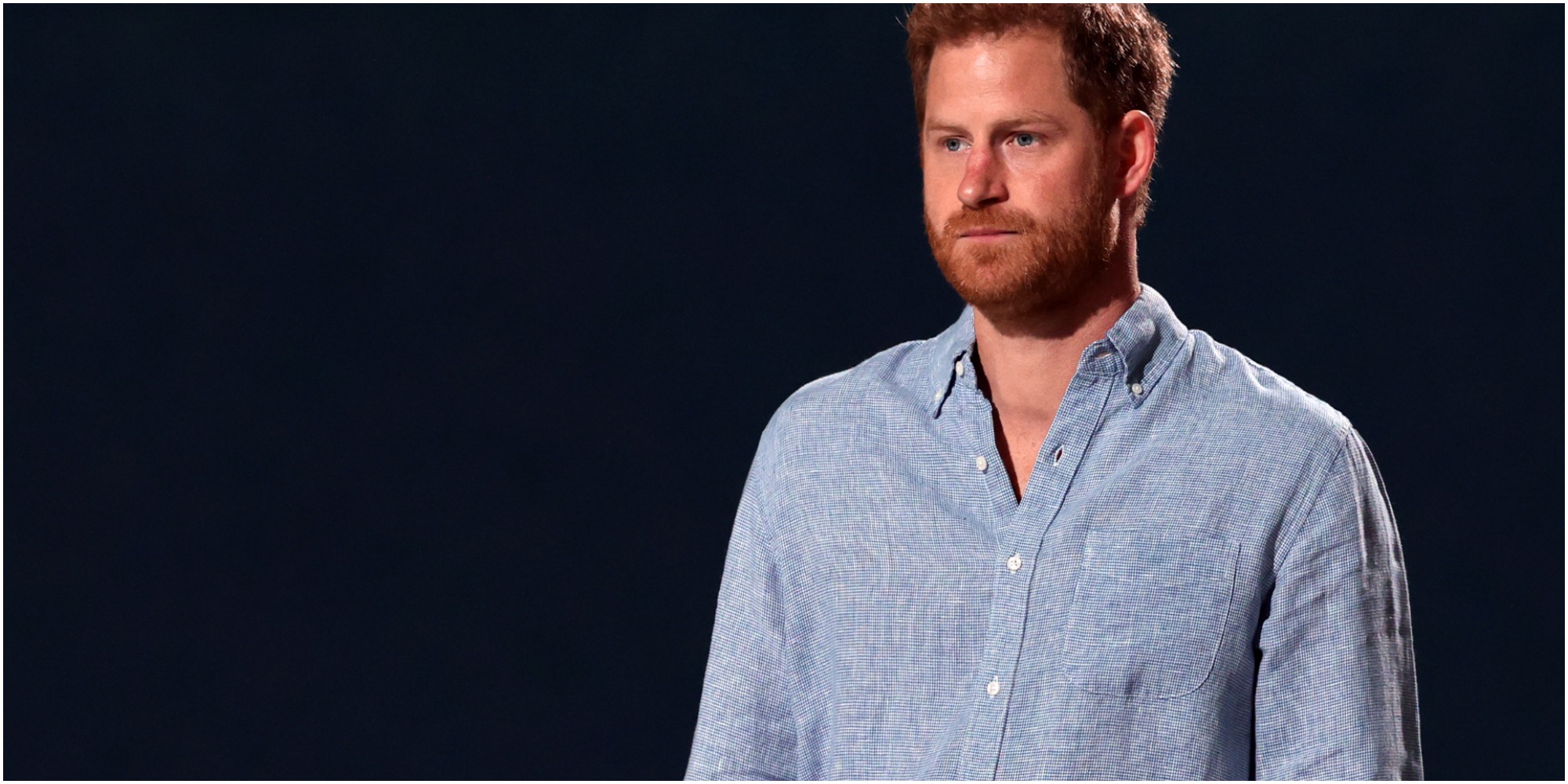 Prince Harry speaks onstage during Global Citizen VAX LIVE: The Concert To Reunite The World at SoFi Stadium in Inglewood, California.