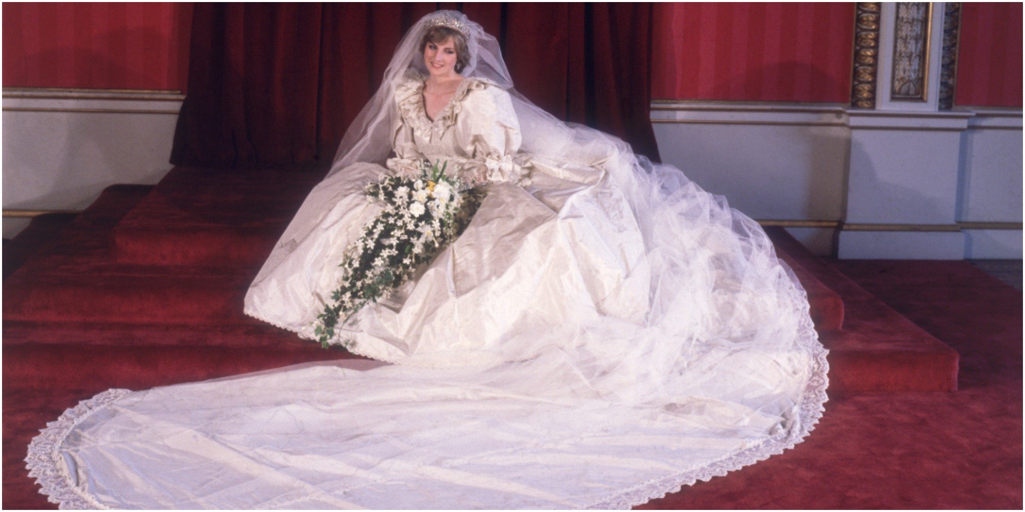 Princess Diana in a solo photo taken on her wedding day July 1981.