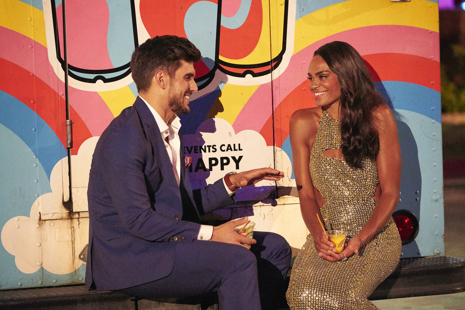 Ryan and Michelle sit next to an ice cream truck on 'The Bachelorette'