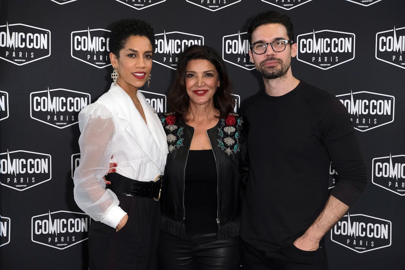Dominique Tipper, Shohreh Aghdashloo, and Steven Strait of The Expanse 