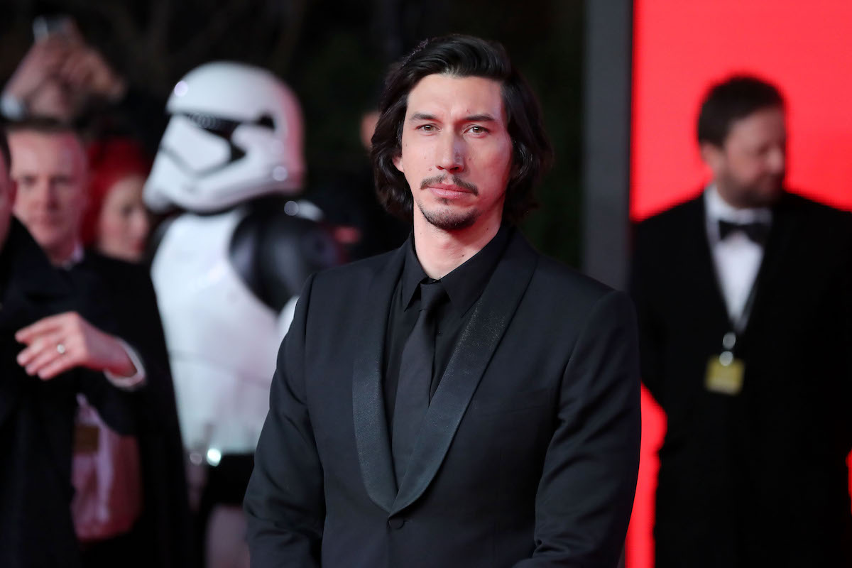 Adam Driver poses on the red carpet for the premiere of Star Wars: The Last Jedi