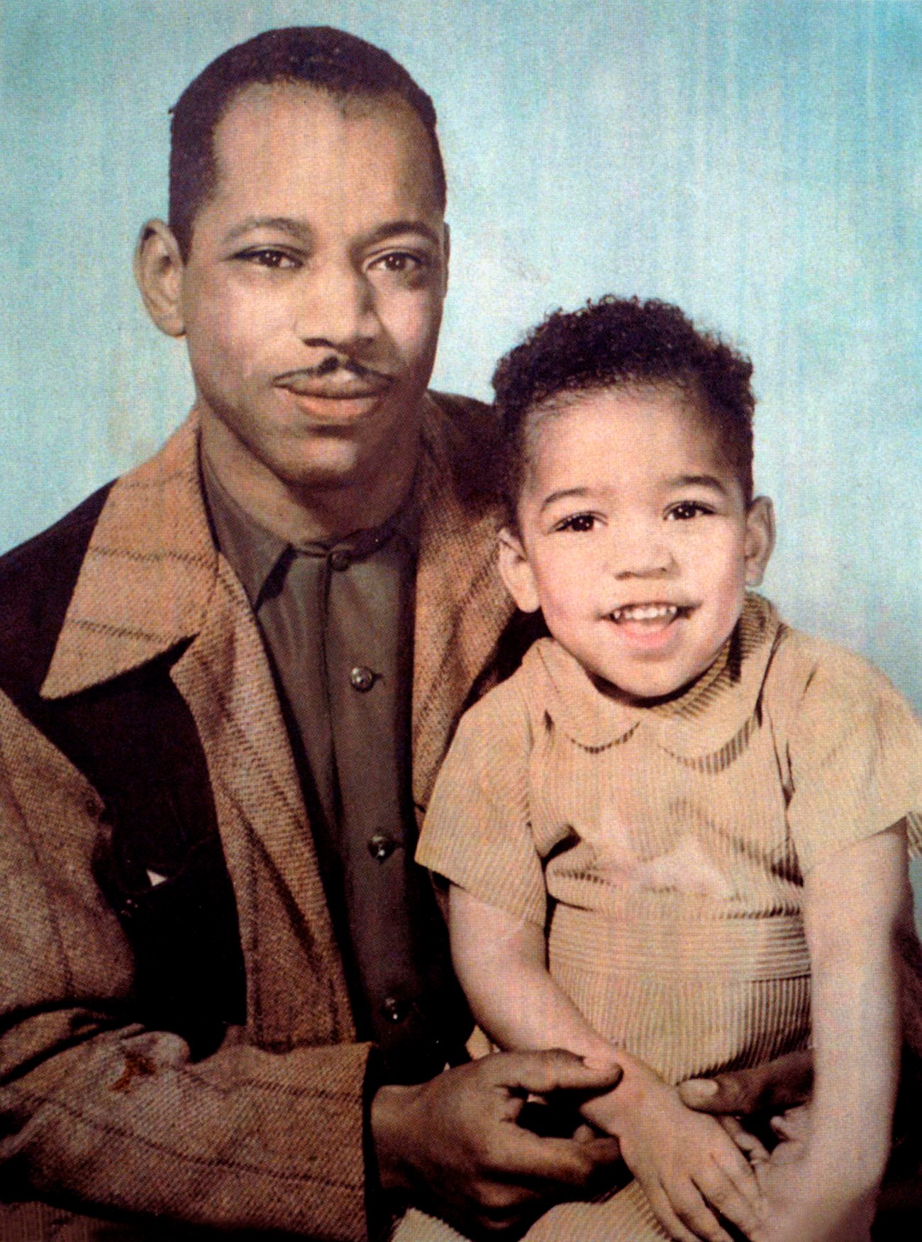 Al and young Jimi Hendrix posing for the camera in 1945.