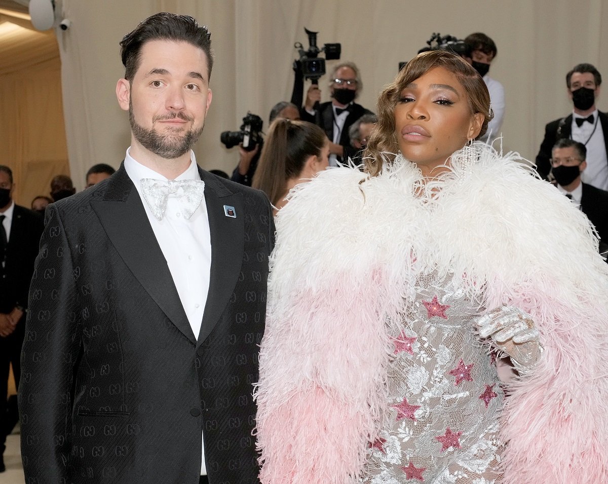 Alexis Ohanian and Serena Williams pose for photos upon arrival at The 2021 Met Gala
