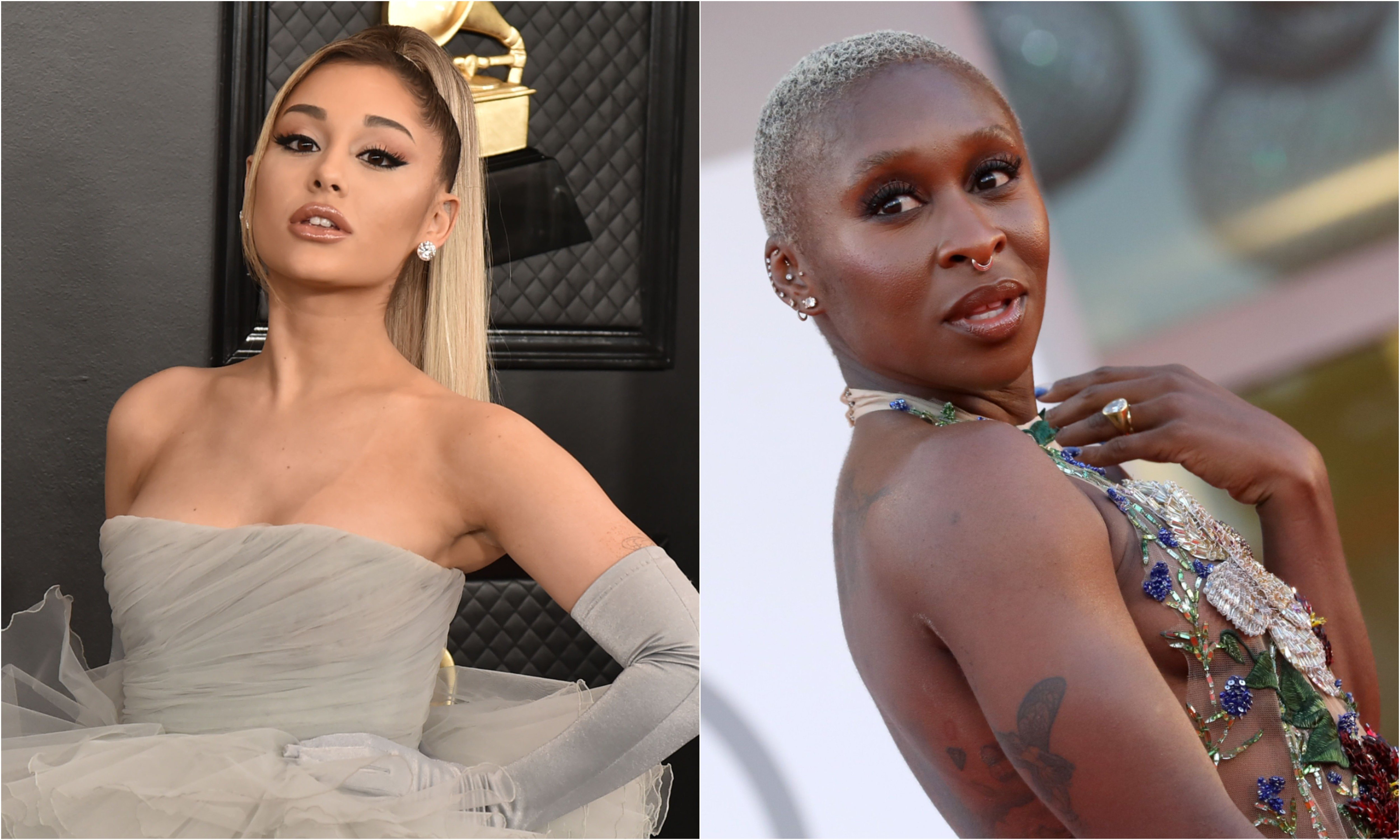 A joined photo of Ariana Grande and Cynthia Erivo