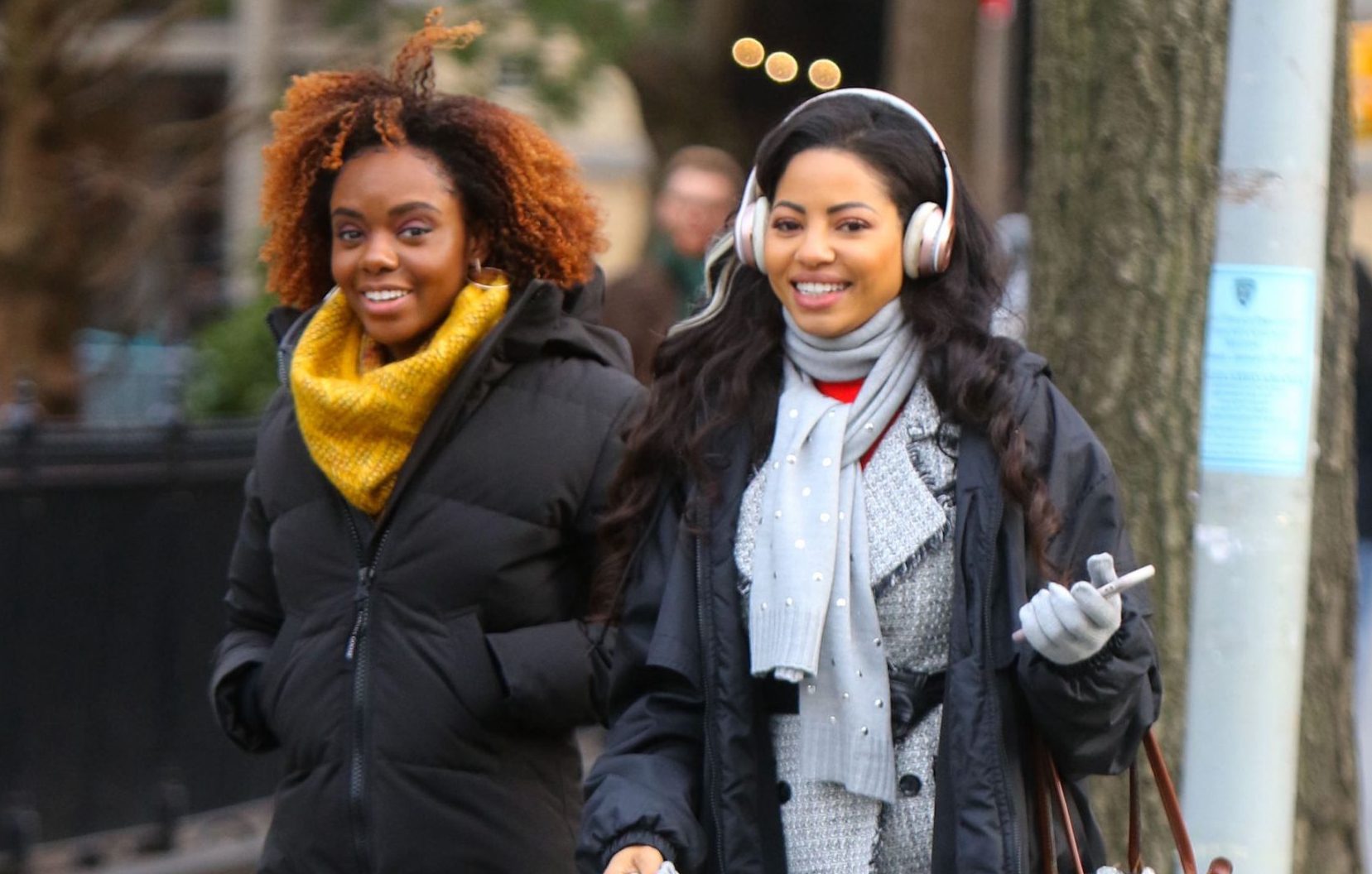 Ashleigh Murray and Camille Hyde working on the set of the CW series 'Katy Keene.'