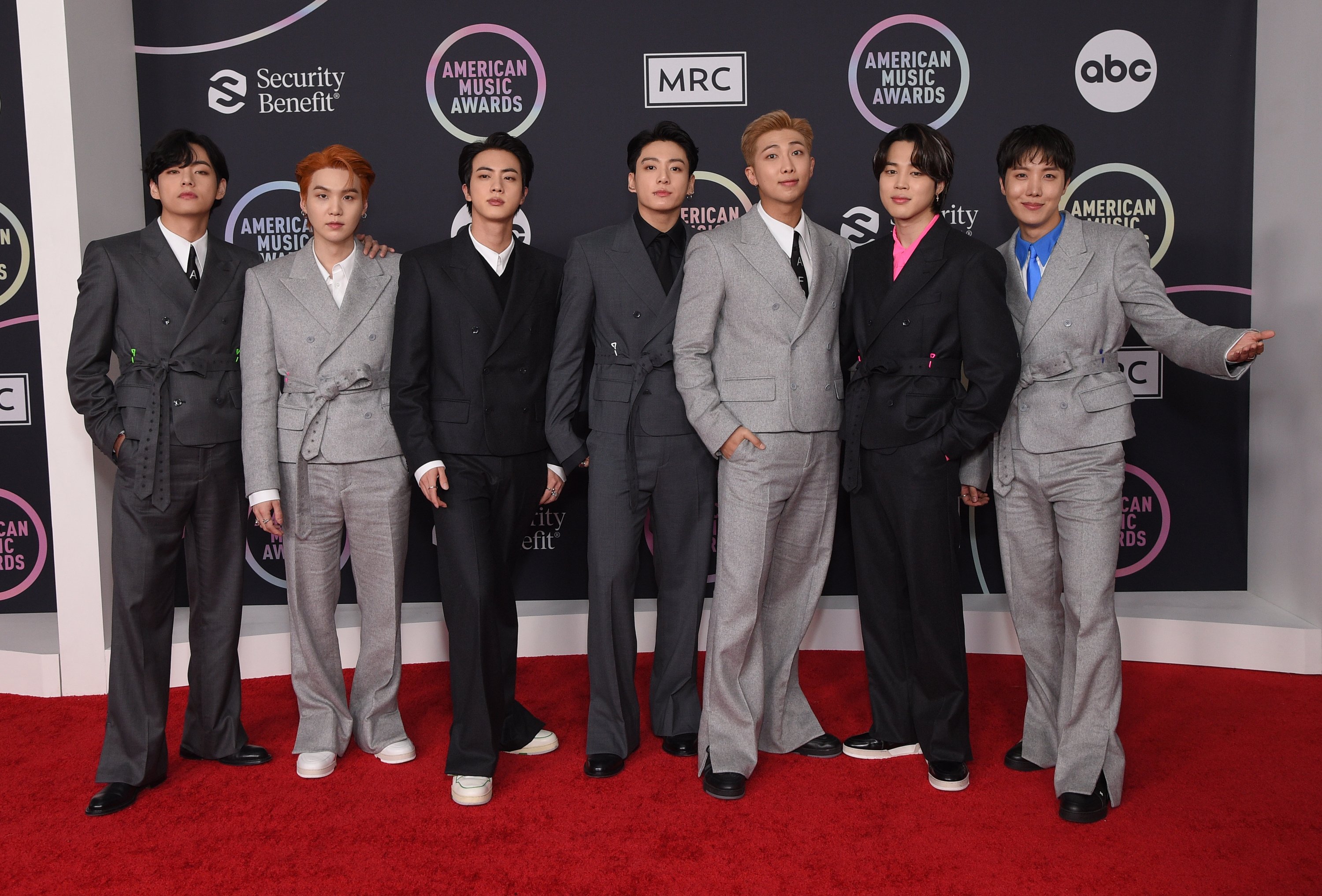 'Artist of the Year' recipient, BTS, at the American Music Awards (AMAs)