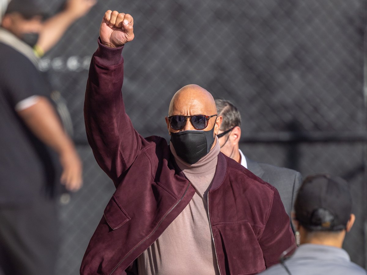 'Black Adam' star Dwayne Johnson is seen at "Jimmy Kimmel Live"