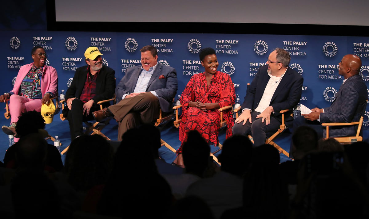 Gina Yashere, Chuck Lorre, Billy Gardell, Folake Olowofoyeku and Alan J. Higgins of "Bob Hearts Abishola" and Kevin Frazier at The Paley Center 2019 PaleyFest